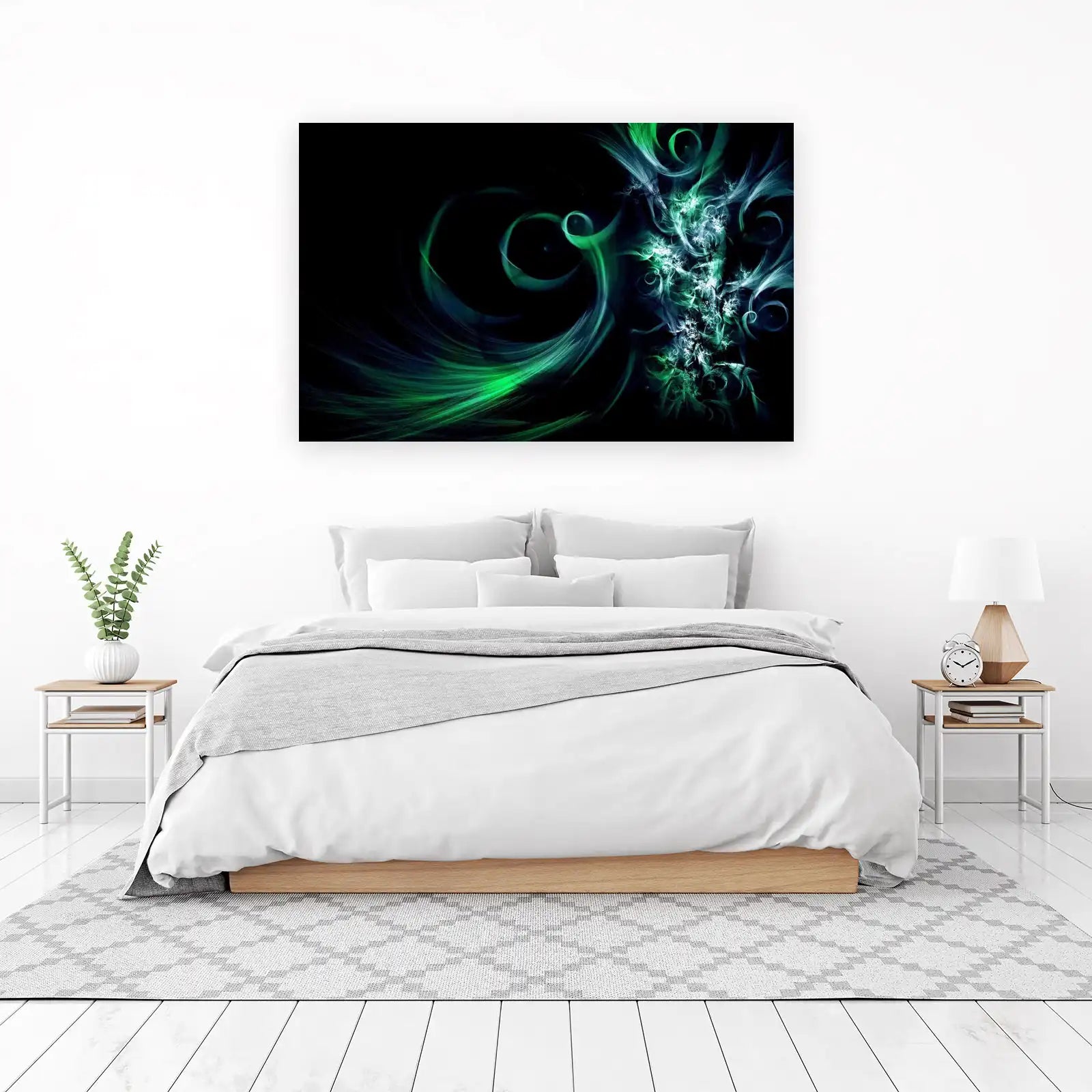 Emerald Flow Abstract Fractal Wall Art