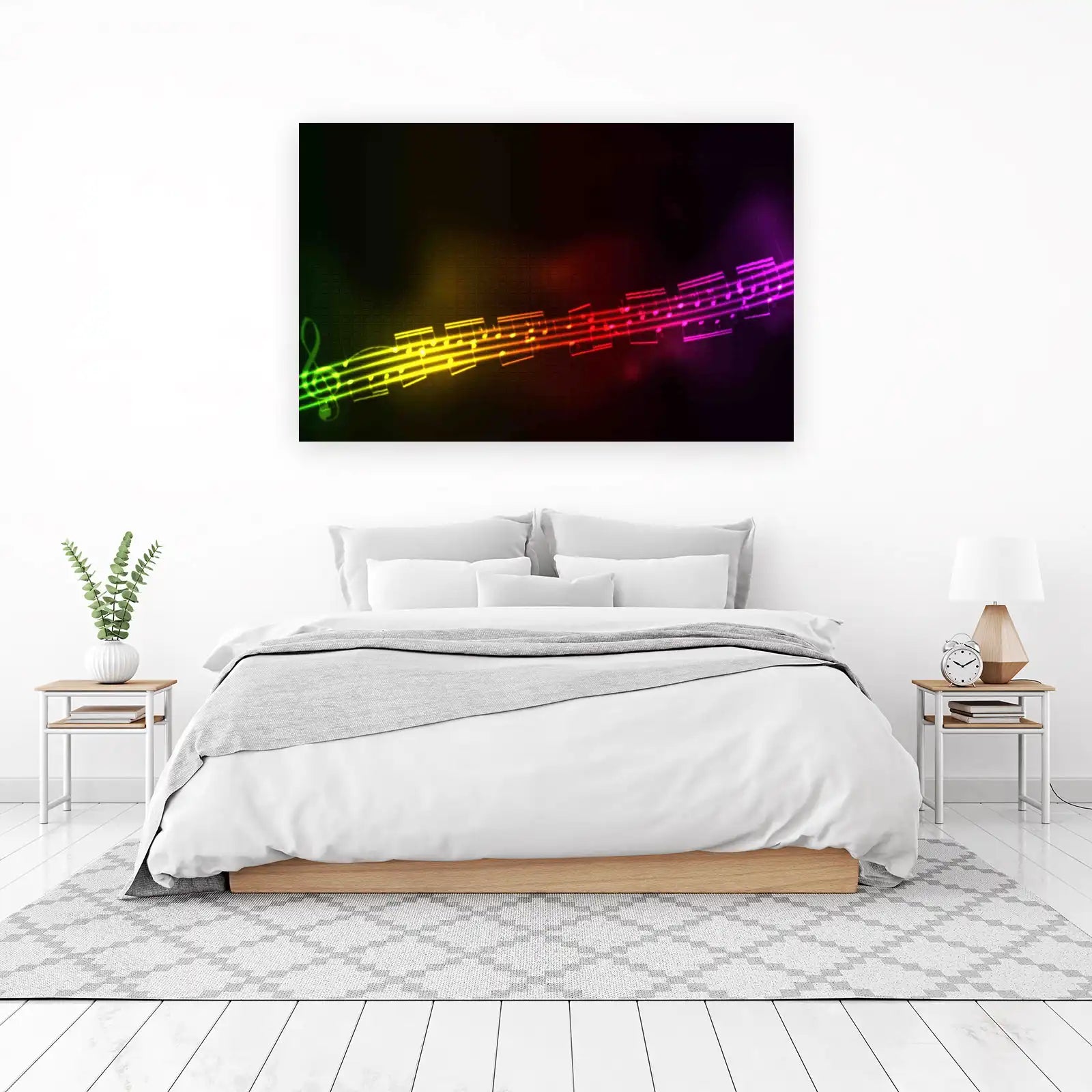 Neon Music Notes Wall Art
