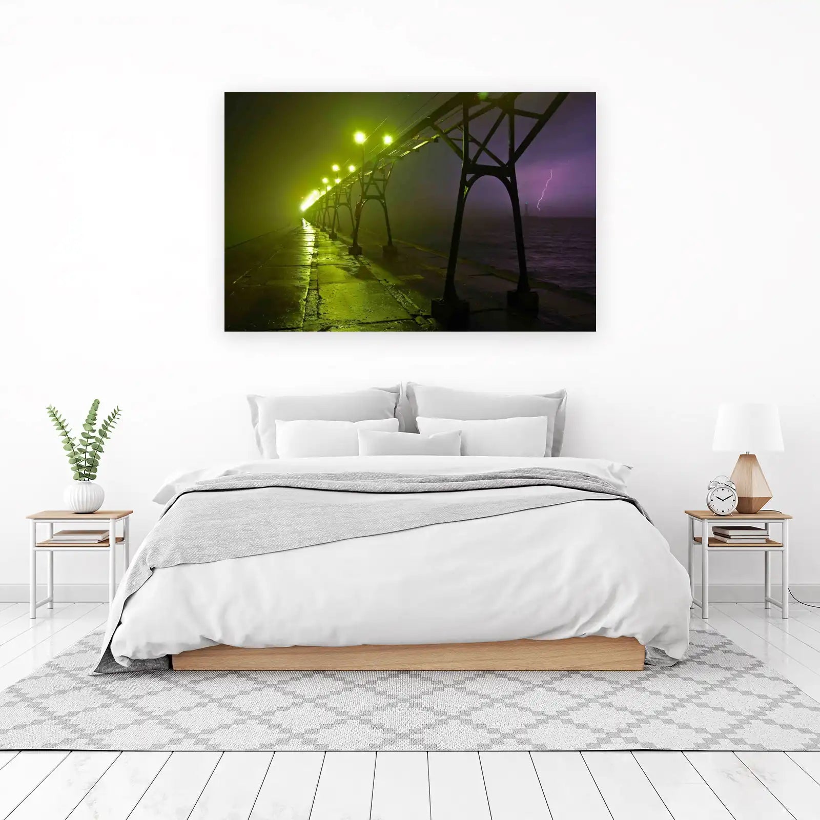 Misty Lighthouse Storm Wall Art