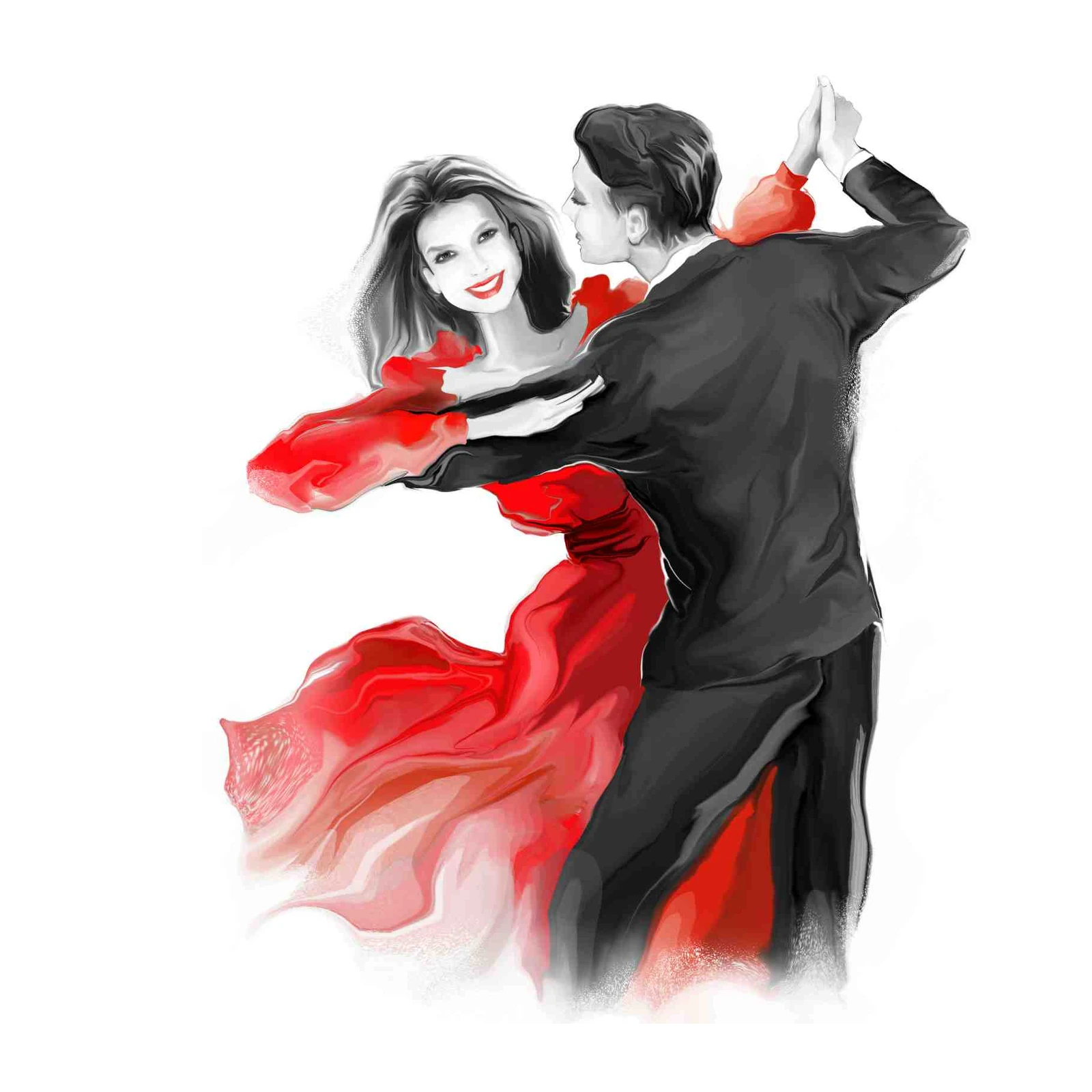 Passionate Tango Couple Red Dress Wall Art