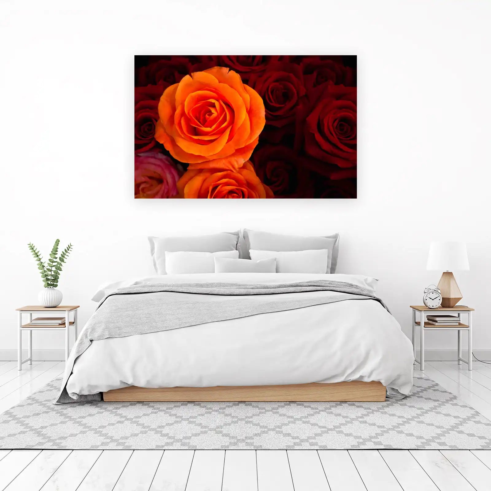 Vibrant Orange Rose Floral Wall Art