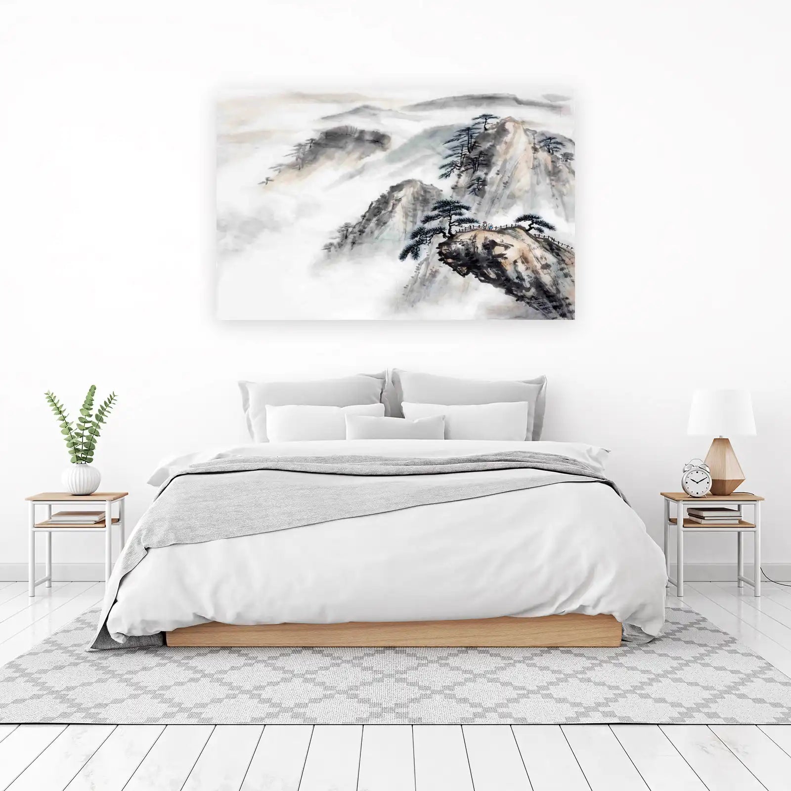 Serene Mountain Mist Landscape Wall Art