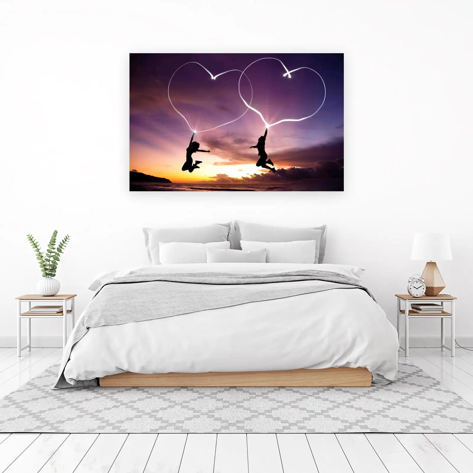 Romantic Heart Sunset Couple Wall Art