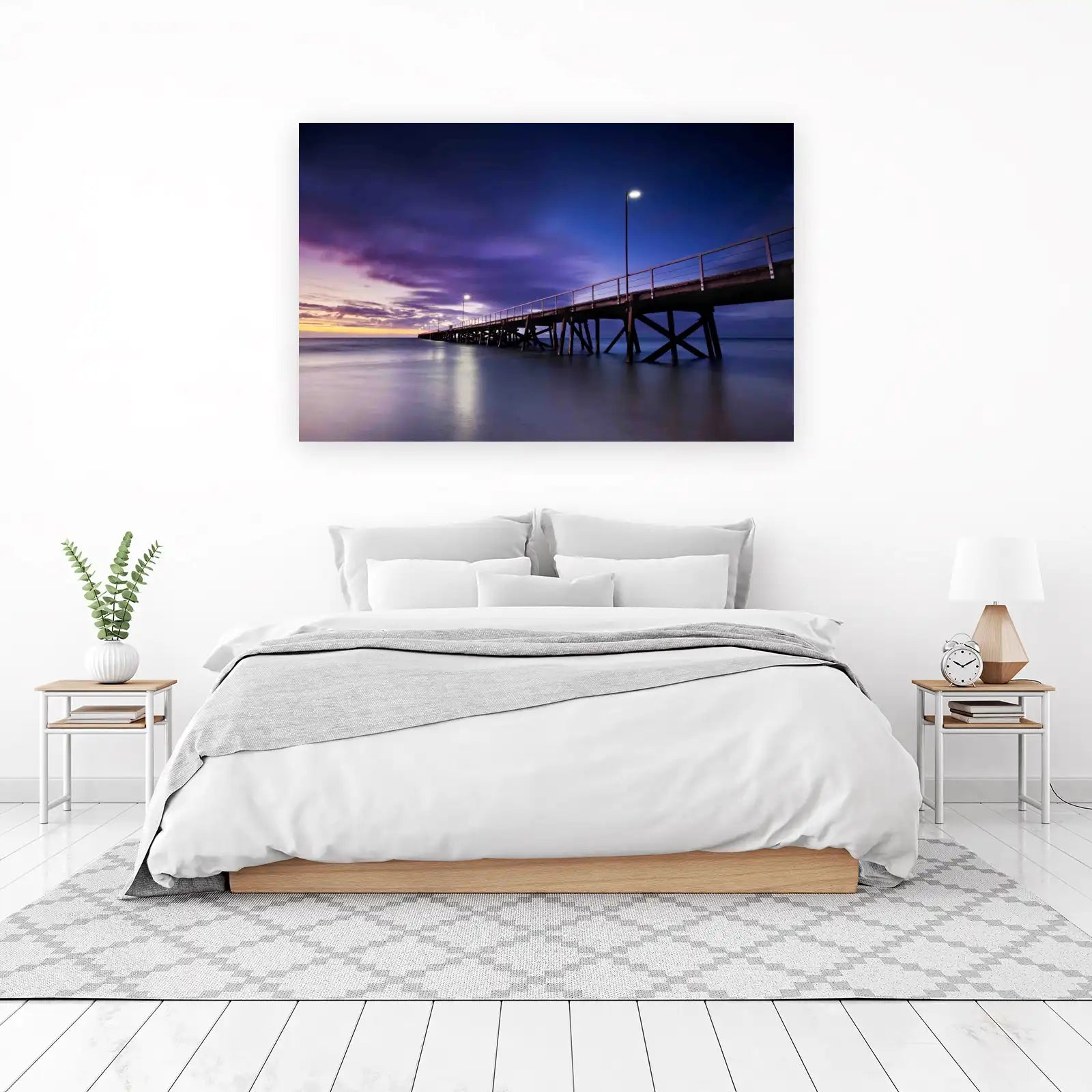 Serene Sunset Pier Ocean Wall Art