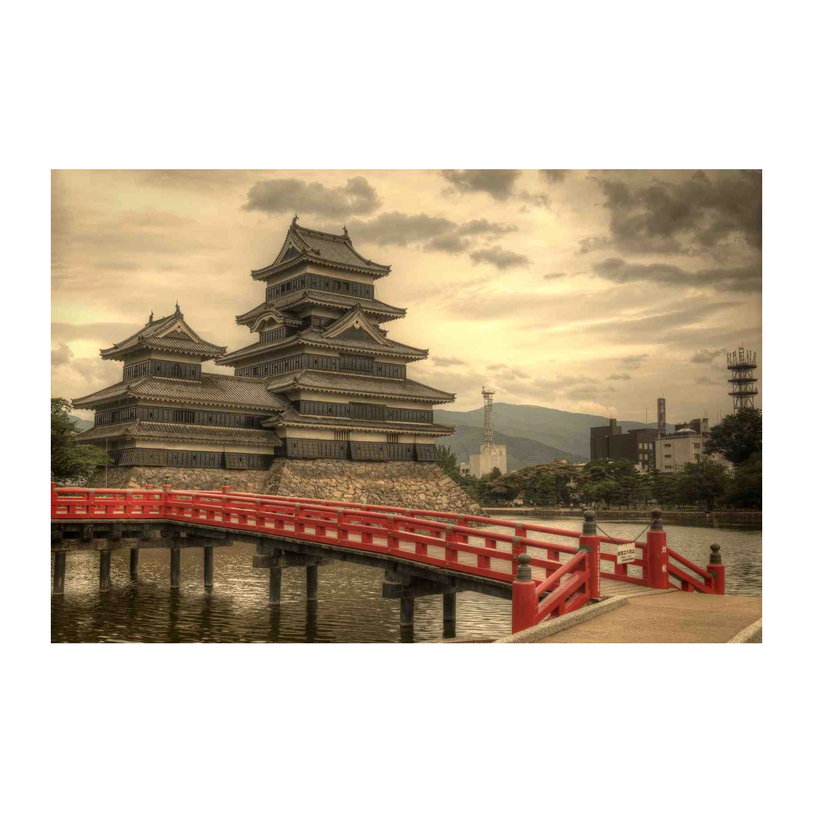 Majestic Japanese Castle Bridge Wall Art