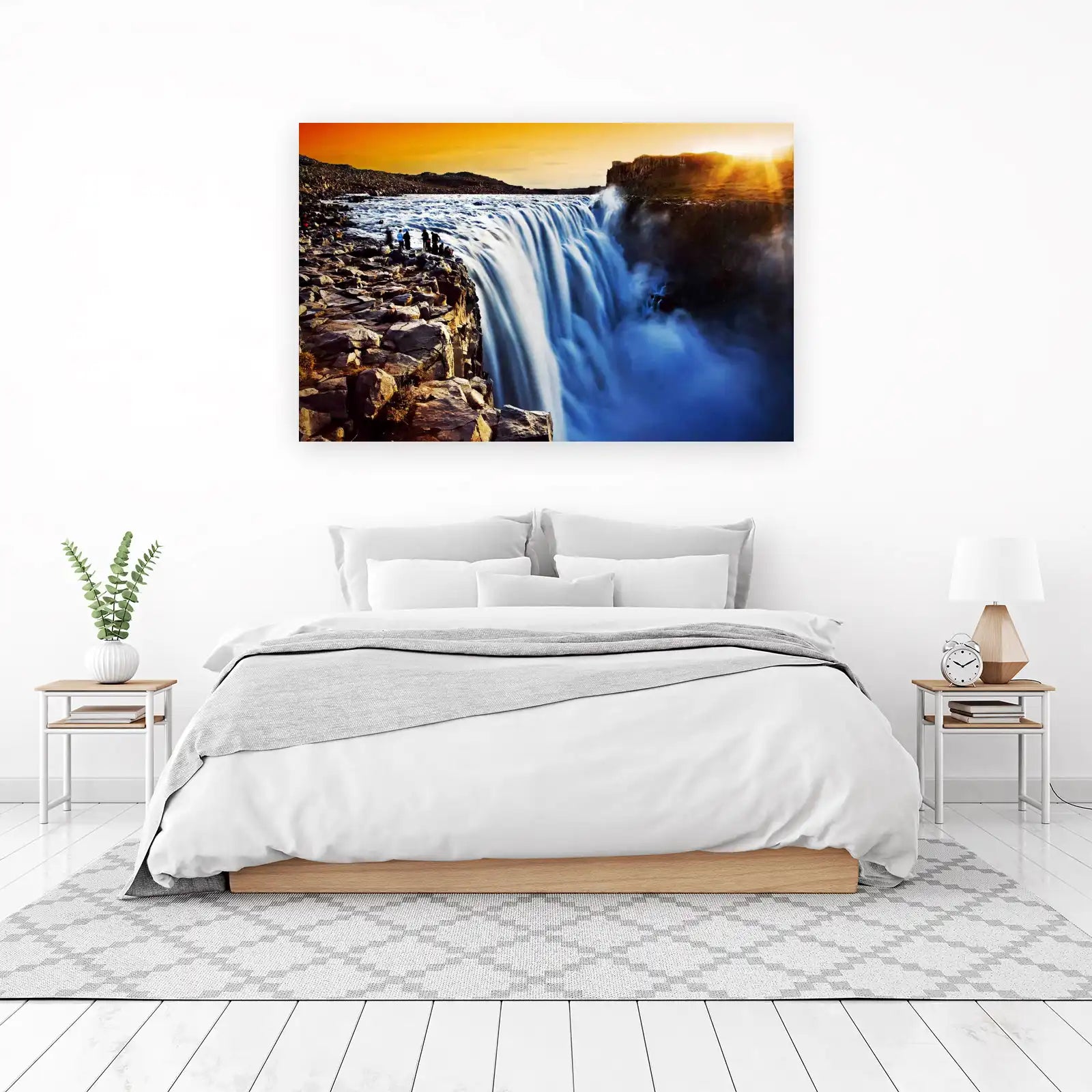 Majestic Waterfall Sunset Wall Art - Nature Wall Art