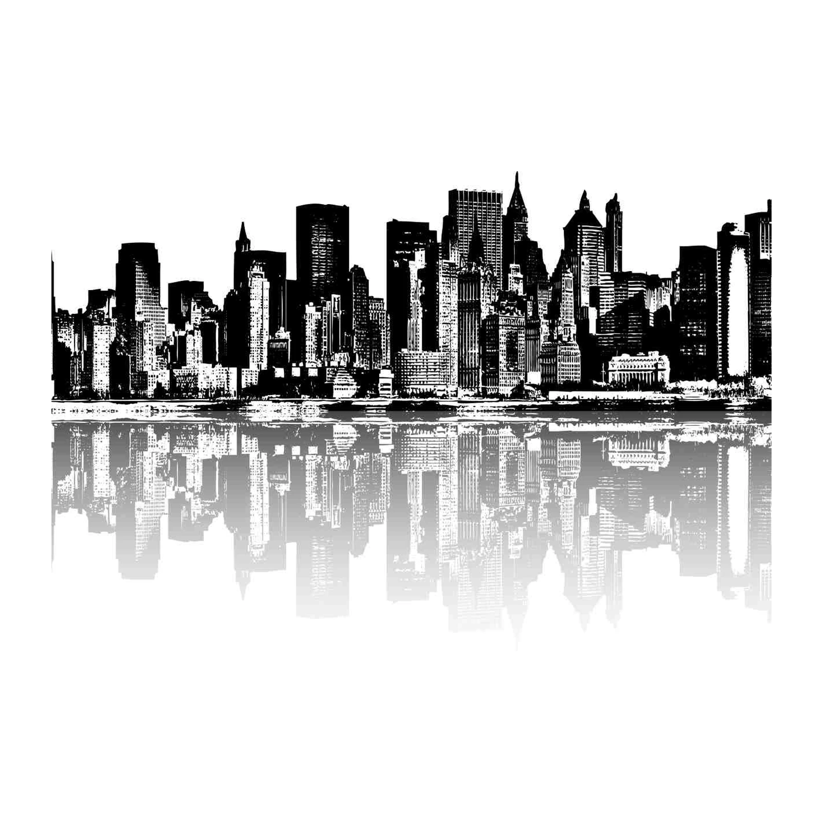 Monochrome Cityscape Reflection Wall Art