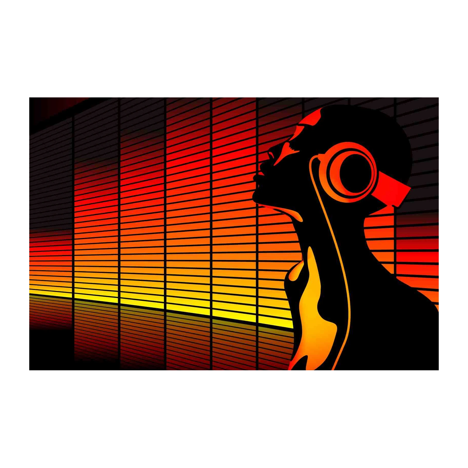 Abstract Music Headset Silhouette Wall Art