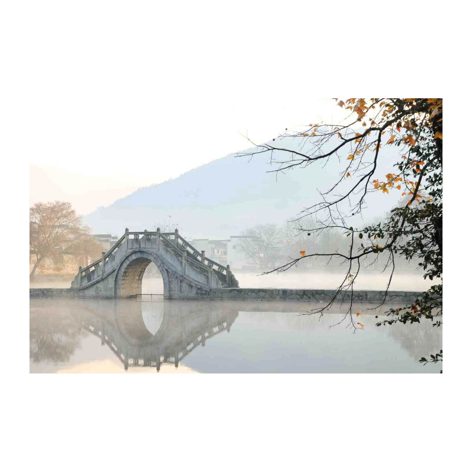 Serene Arch Bridge Misty Morning Wall Art