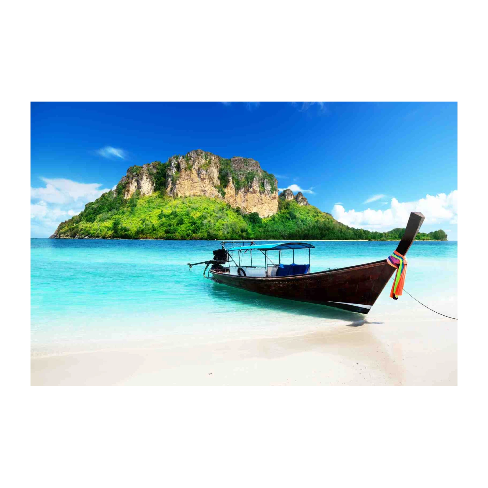 Tranquil Thai Beach Longtail Boat Wall Art