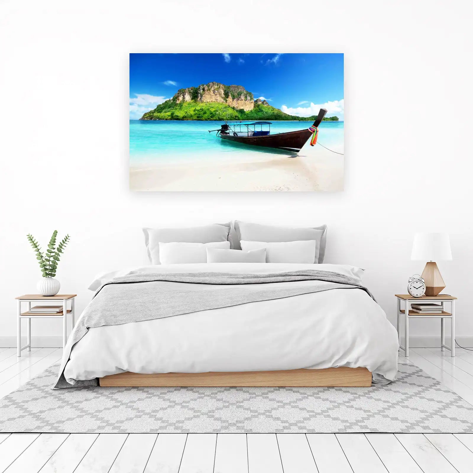 Tranquil Thai Beach Longtail Boat Wall Art