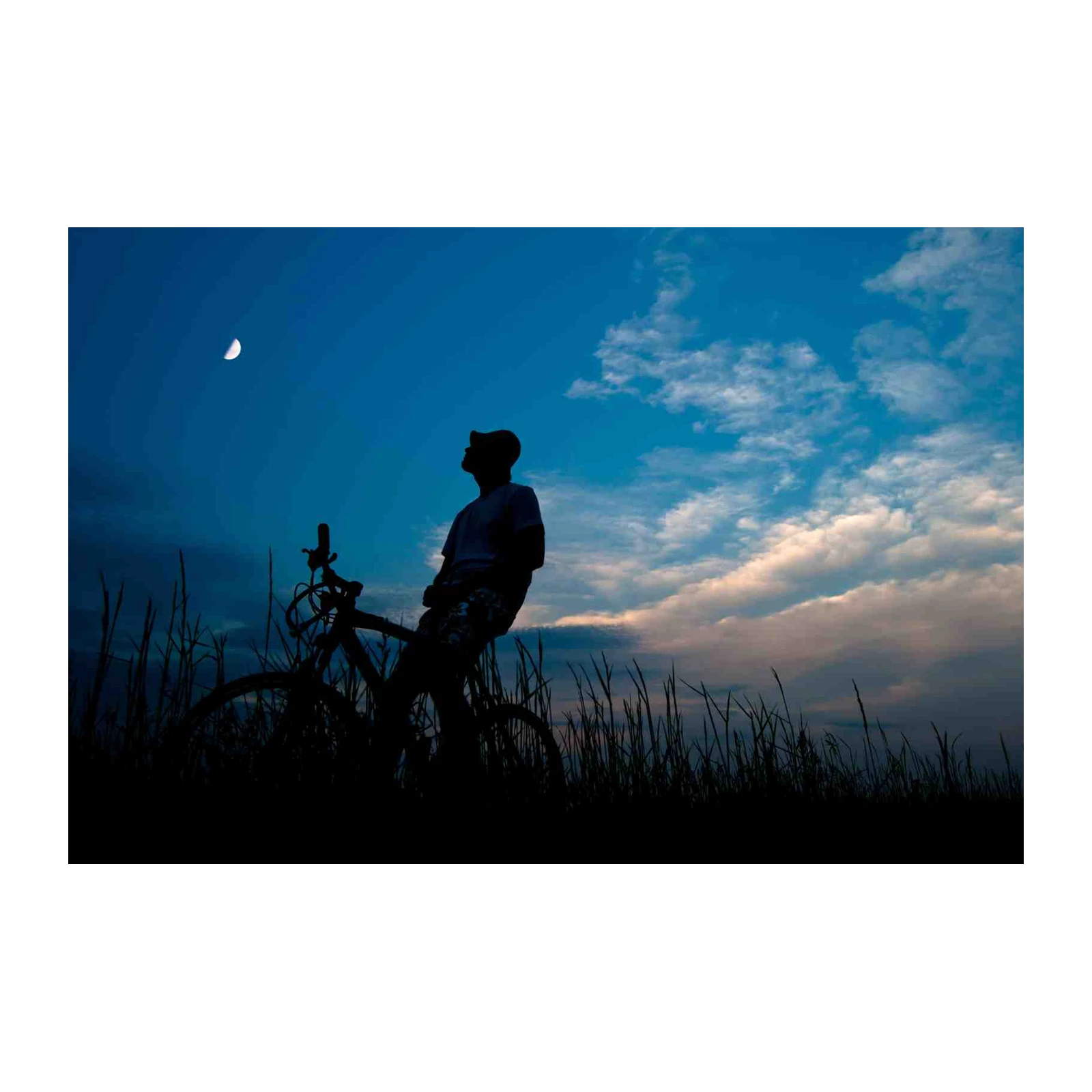 Boy & Moon Silhouette Bicycle Wall Art
