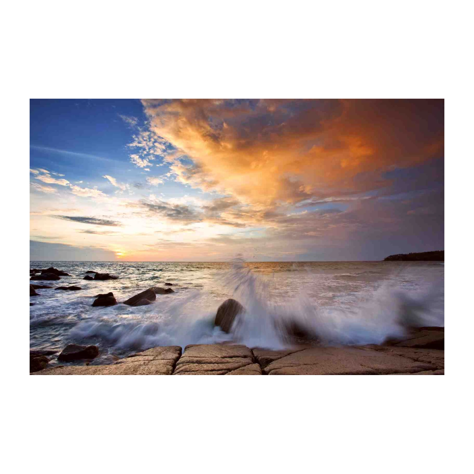 Dramatic Sunset Ocean Wave Wall Art
