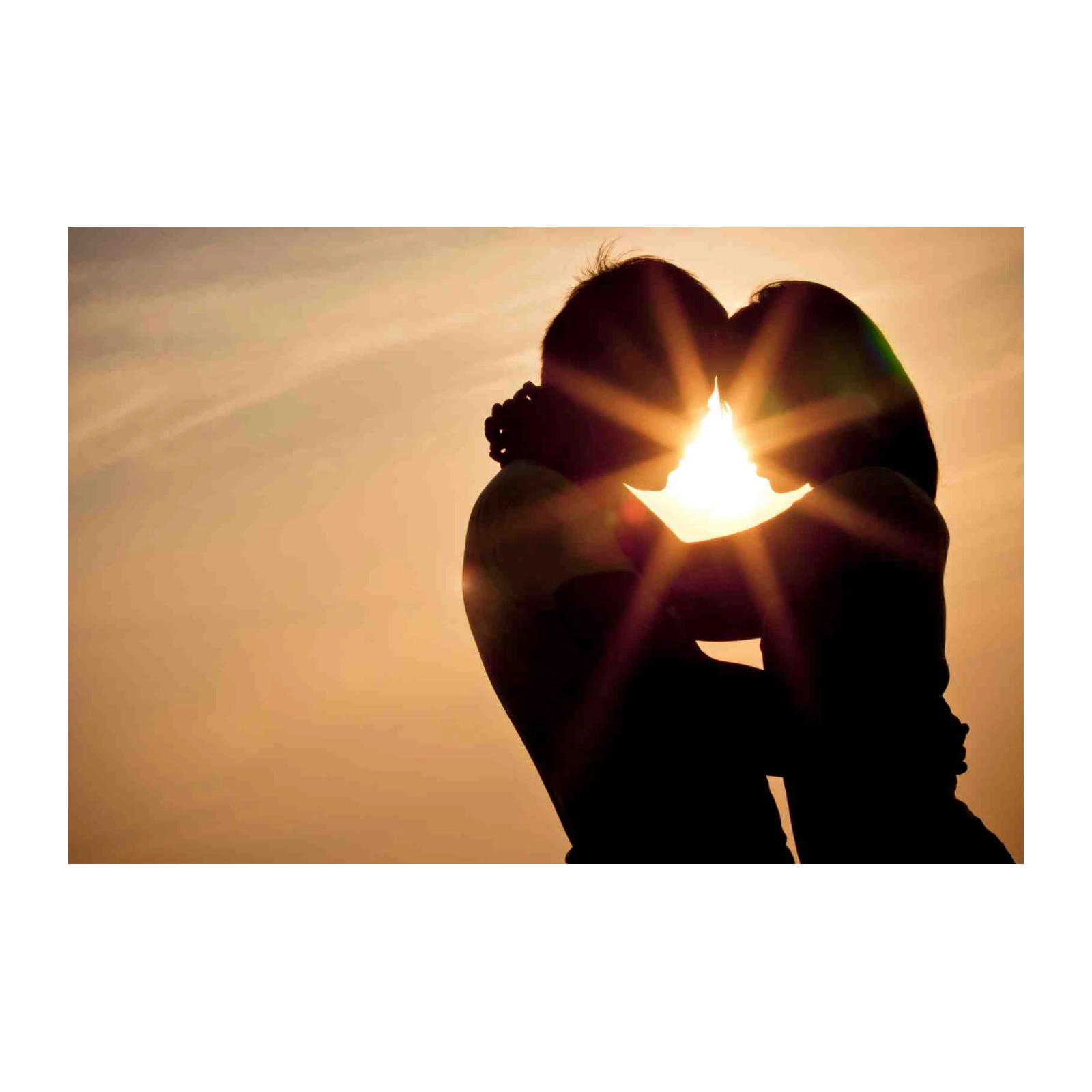 Romantic Sunset Couple Silhouette Wall Art