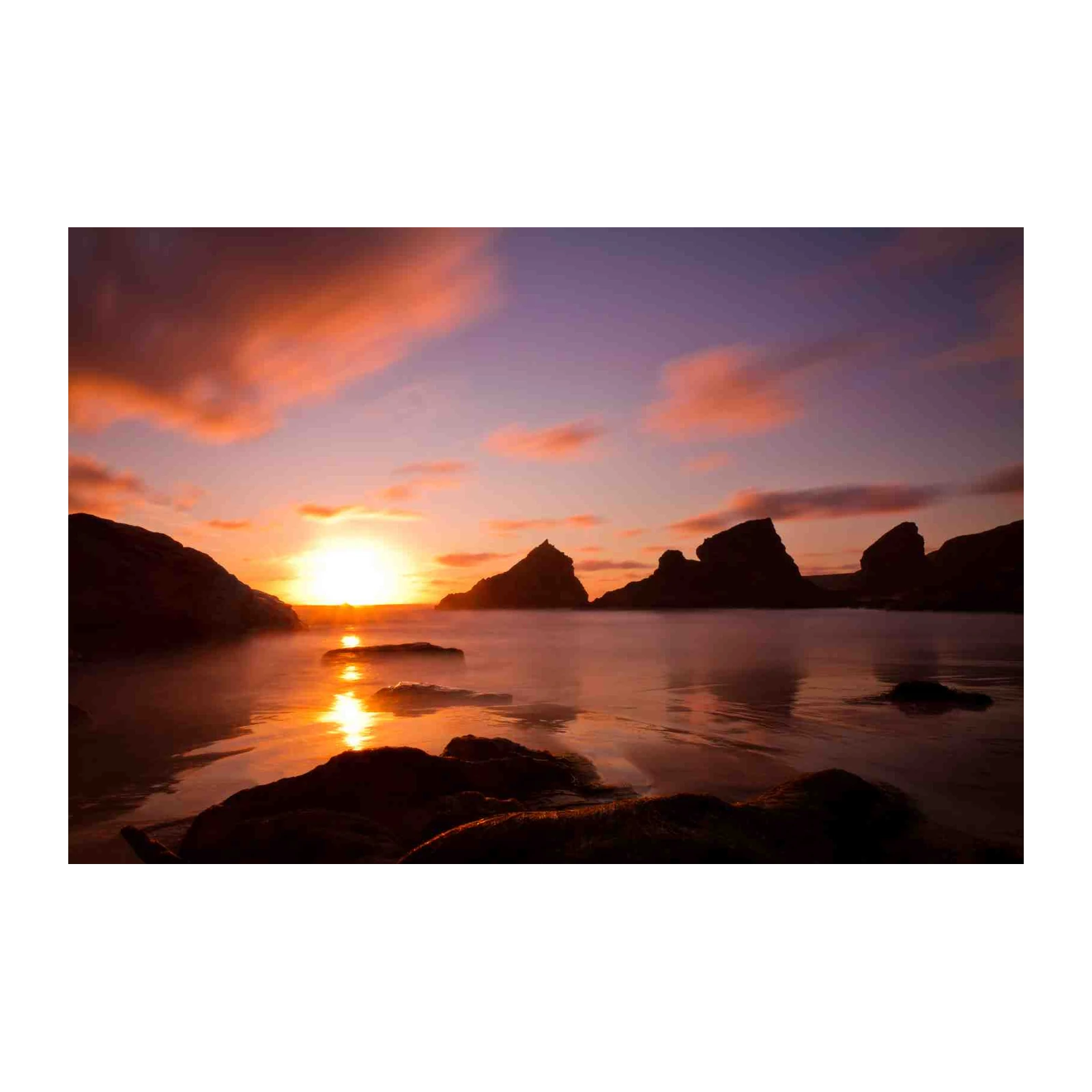 Serene Sunset Coastal Rocks Wall Art