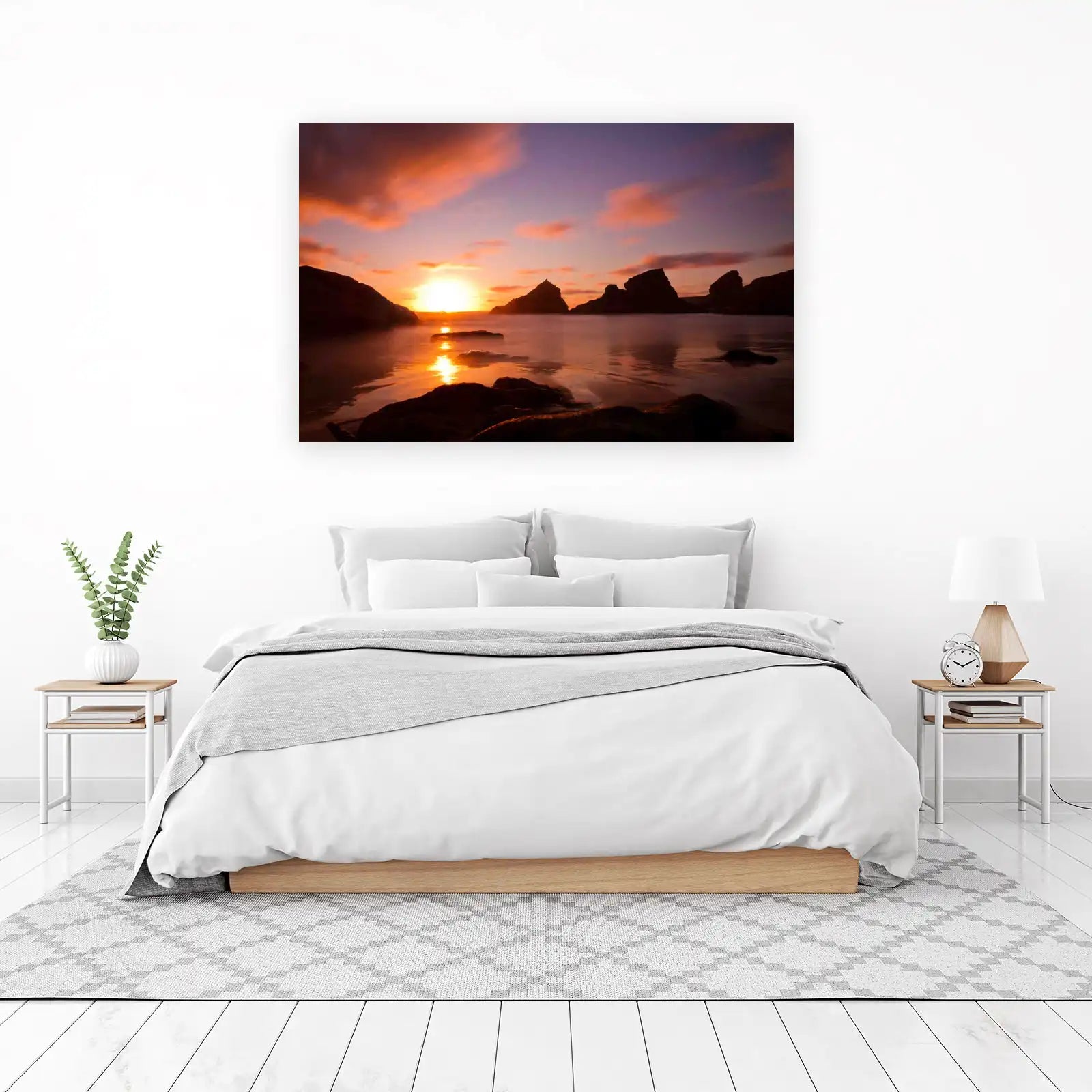 Serene Sunset Coastal Rocks Wall Art
