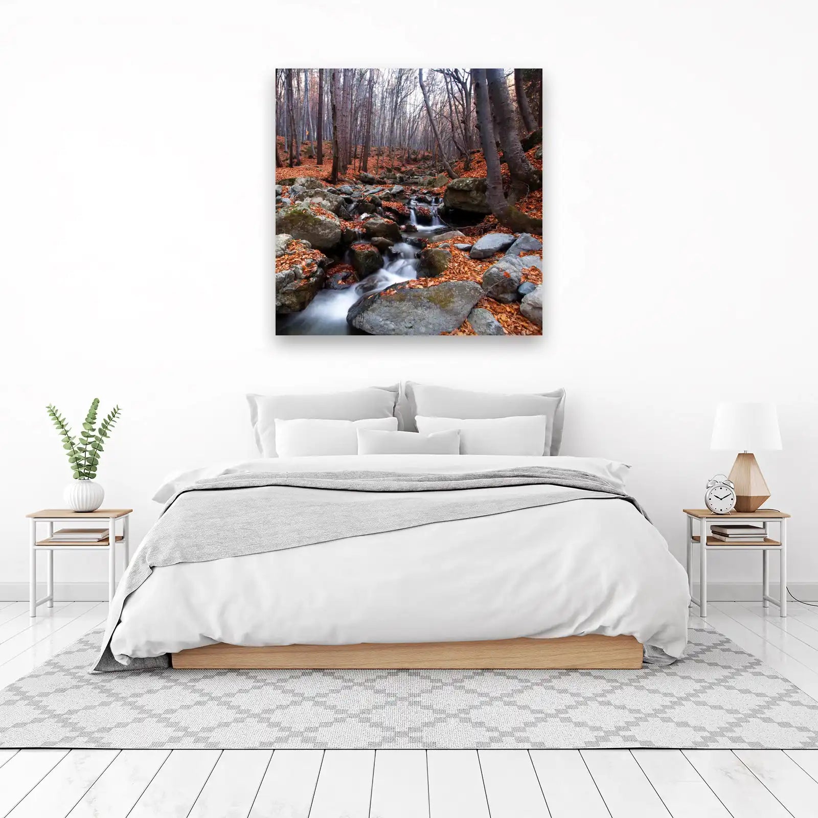 Autumn Forest Stream Serenity Wall Art