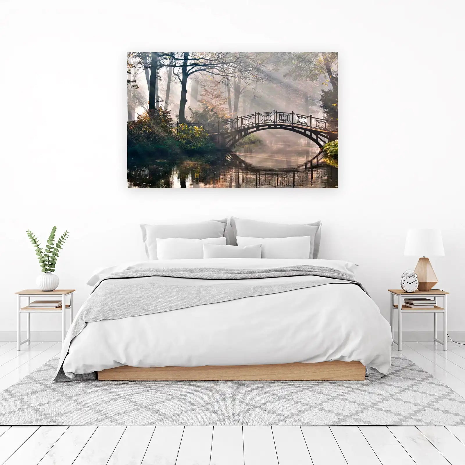 Misty Bridge Serenity Autumn Park Wall Art