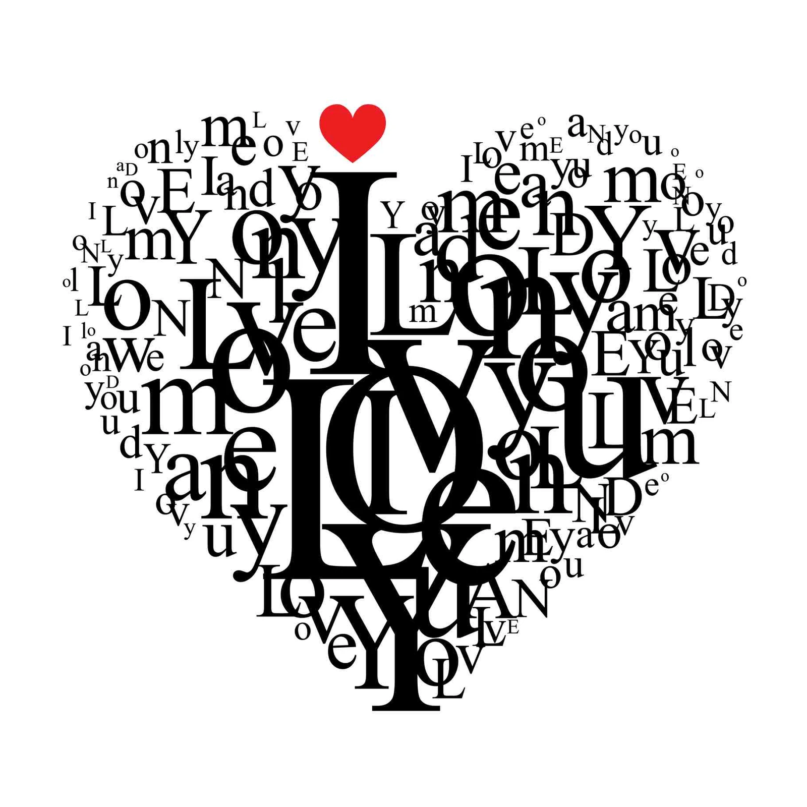 Romantic Typography Heart "I Love You" Wall Art