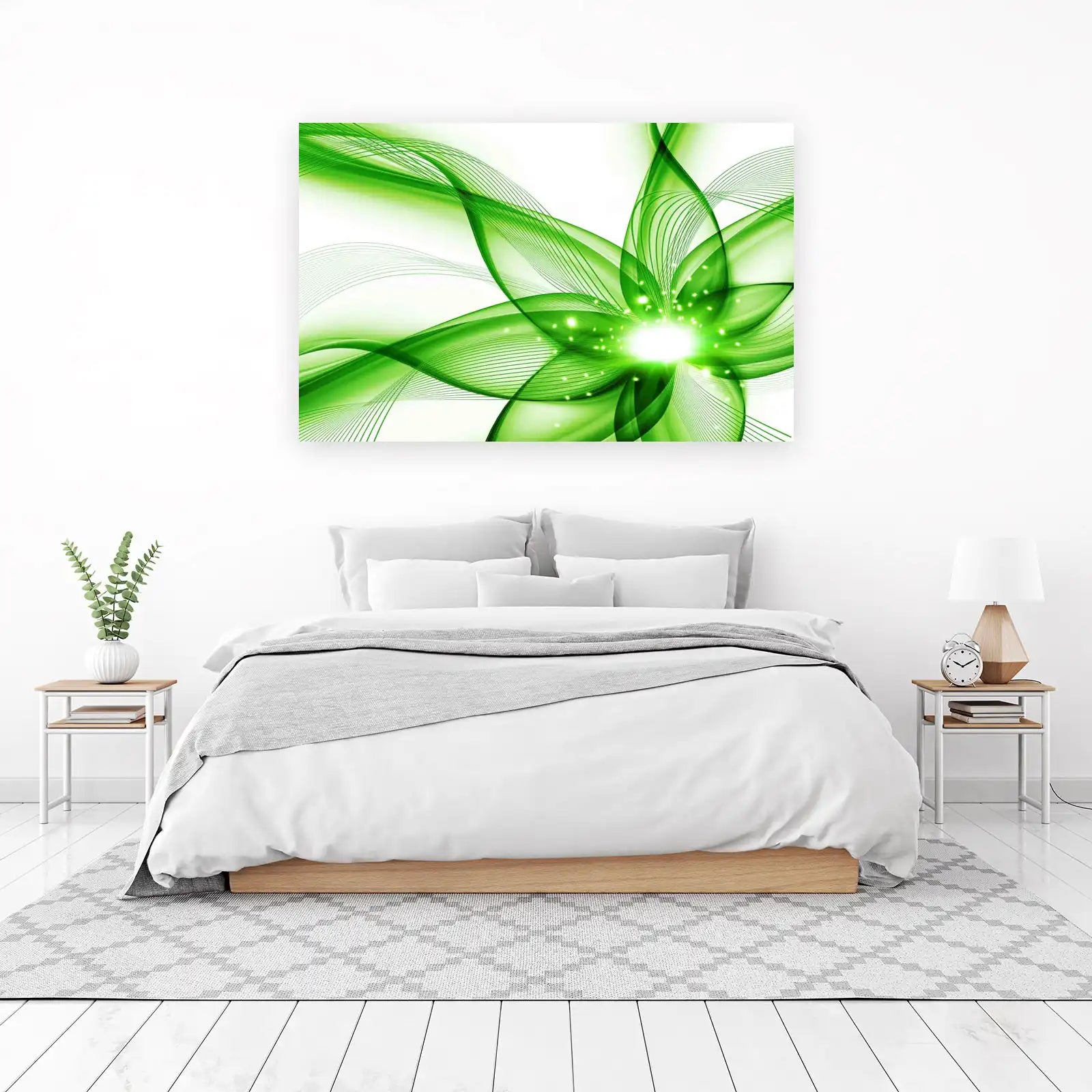 Radiant Green Floral Swirl Wall Art