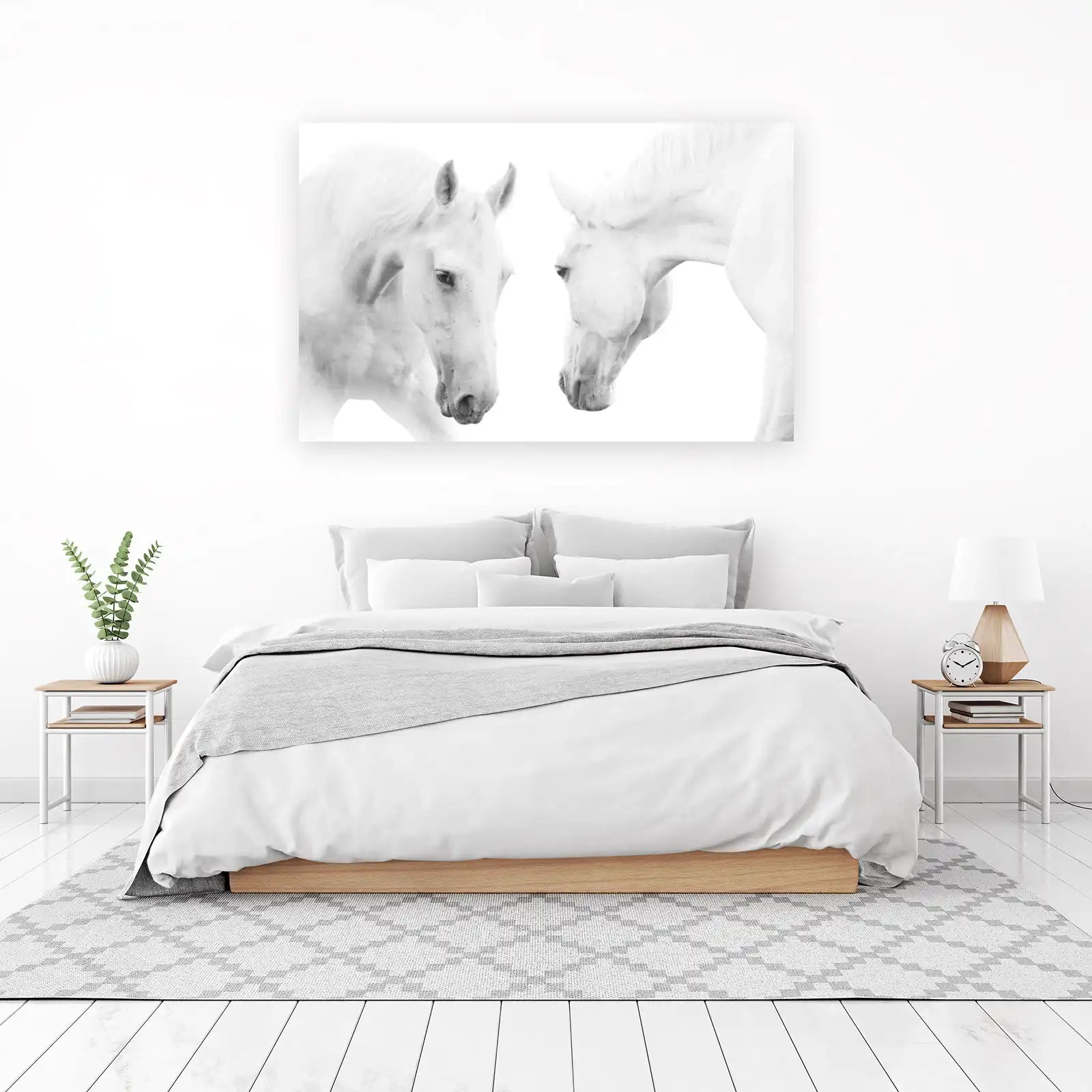 Majestic White Horses Duo Wall Art