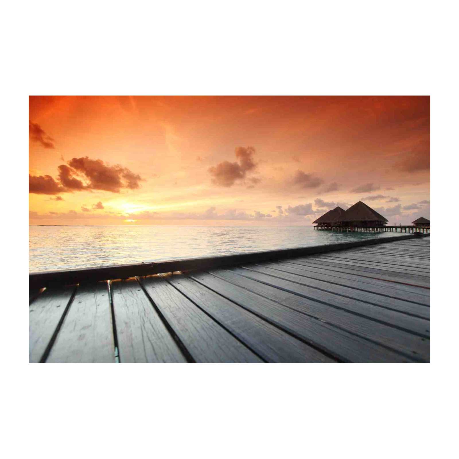 Maldives Sunset Pier Tropical Beach Wall Art