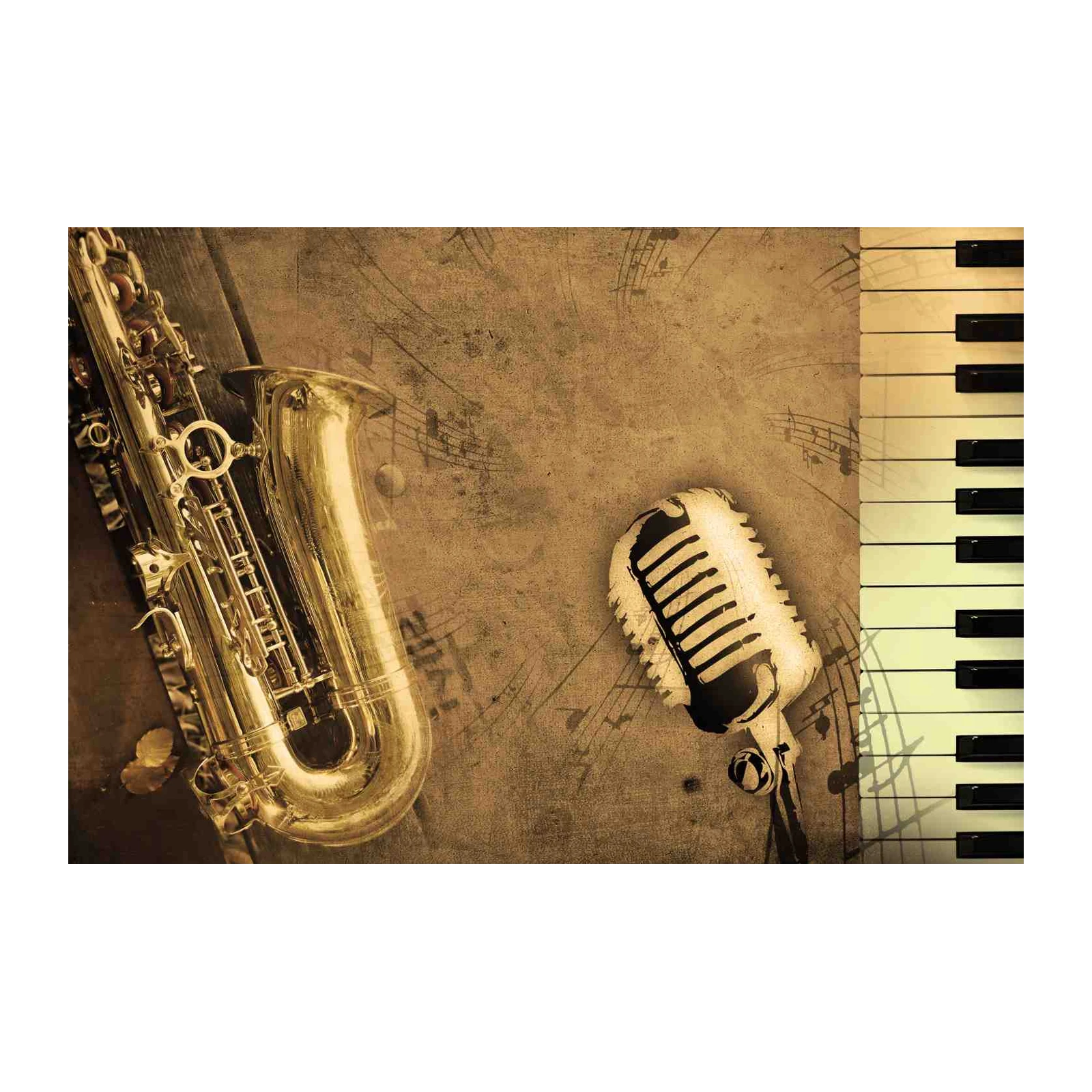 Vintage Jazz Saxophone & Piano Wall Art