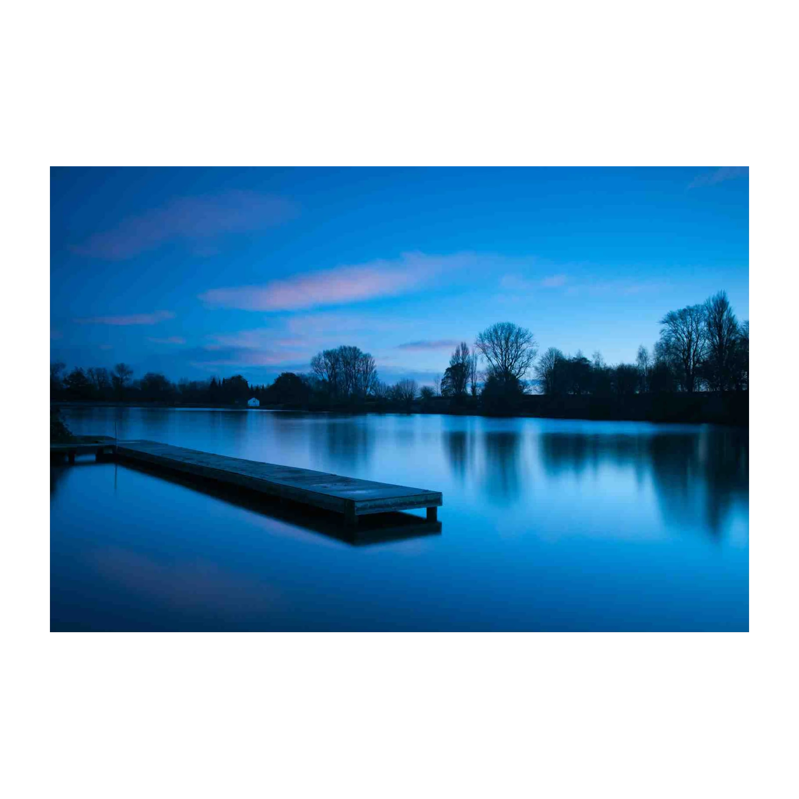 Tranquil Blue Lake Dock Wall Art