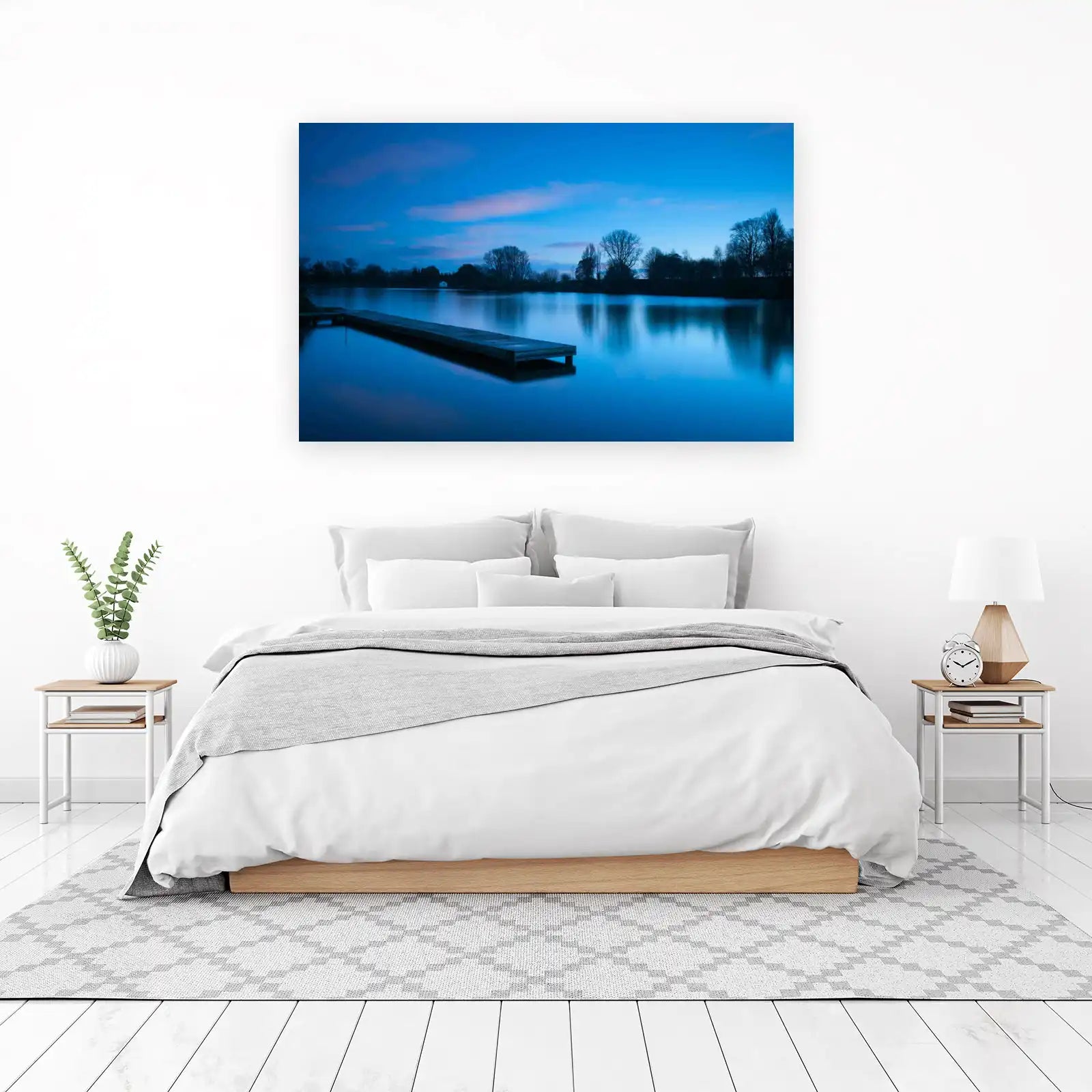Tranquil Blue Lake Dock Wall Art