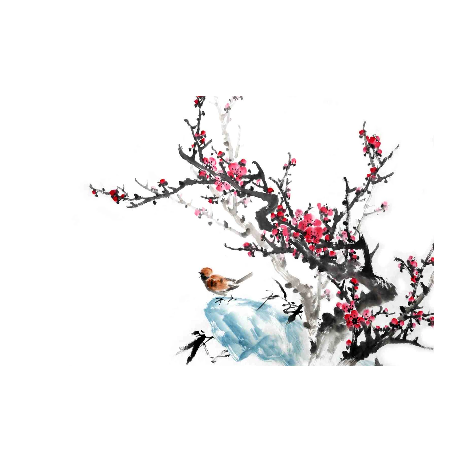 Serene Bird & Blossom Watercolor Wall Art