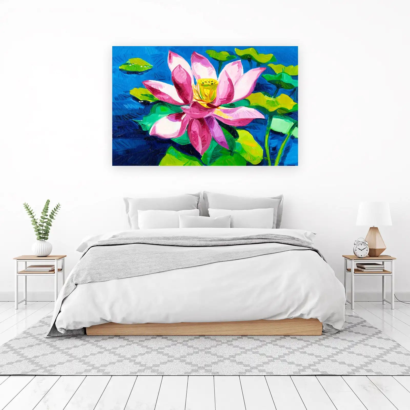 Vibrant Pink Lotus Pond Wall Art
