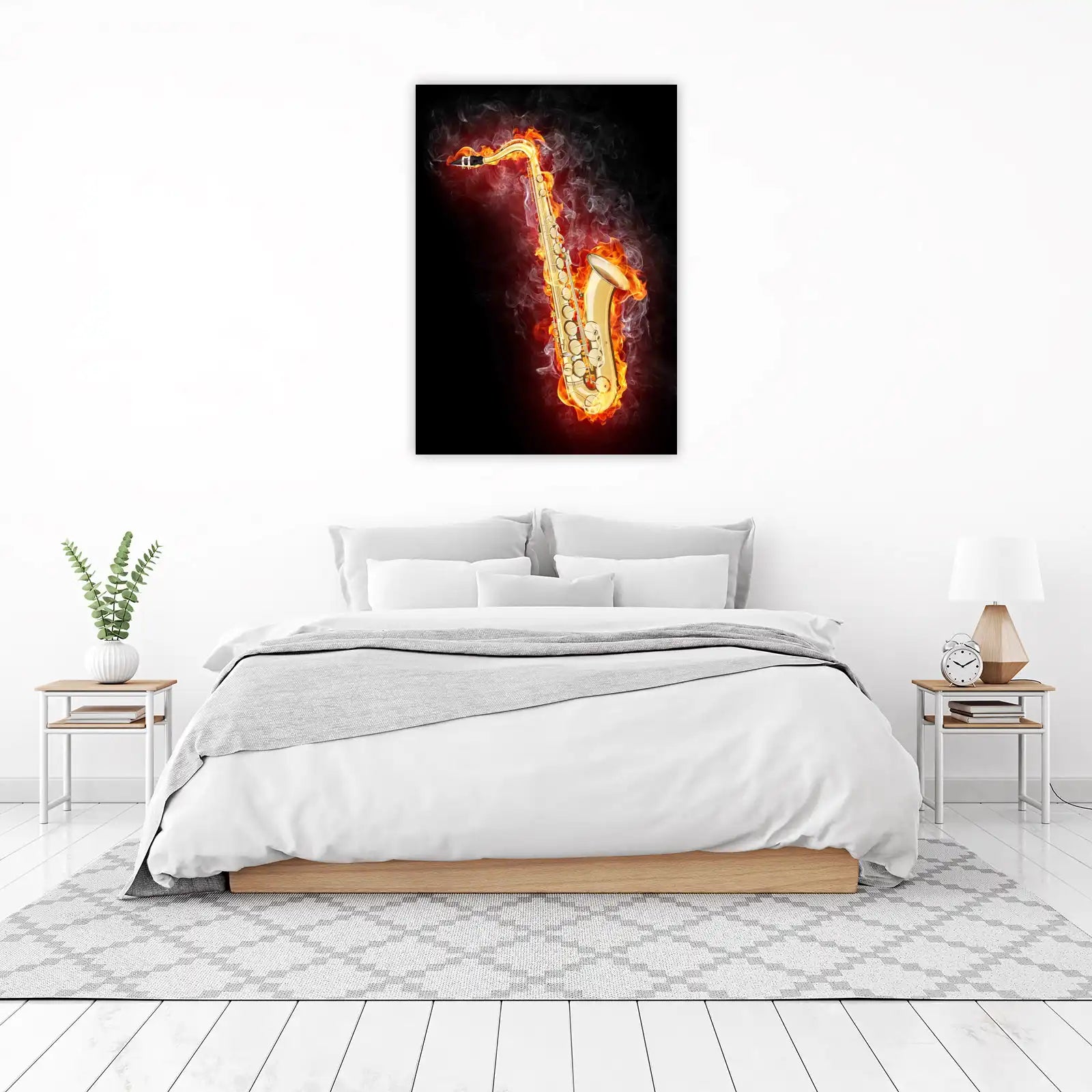 Fiery Saxophone Music Art Wall Art