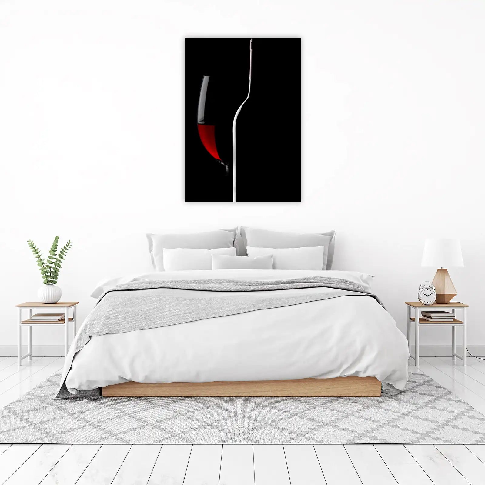 Elegant Red Wine Glass & Bottle Silhouette Wall Art
