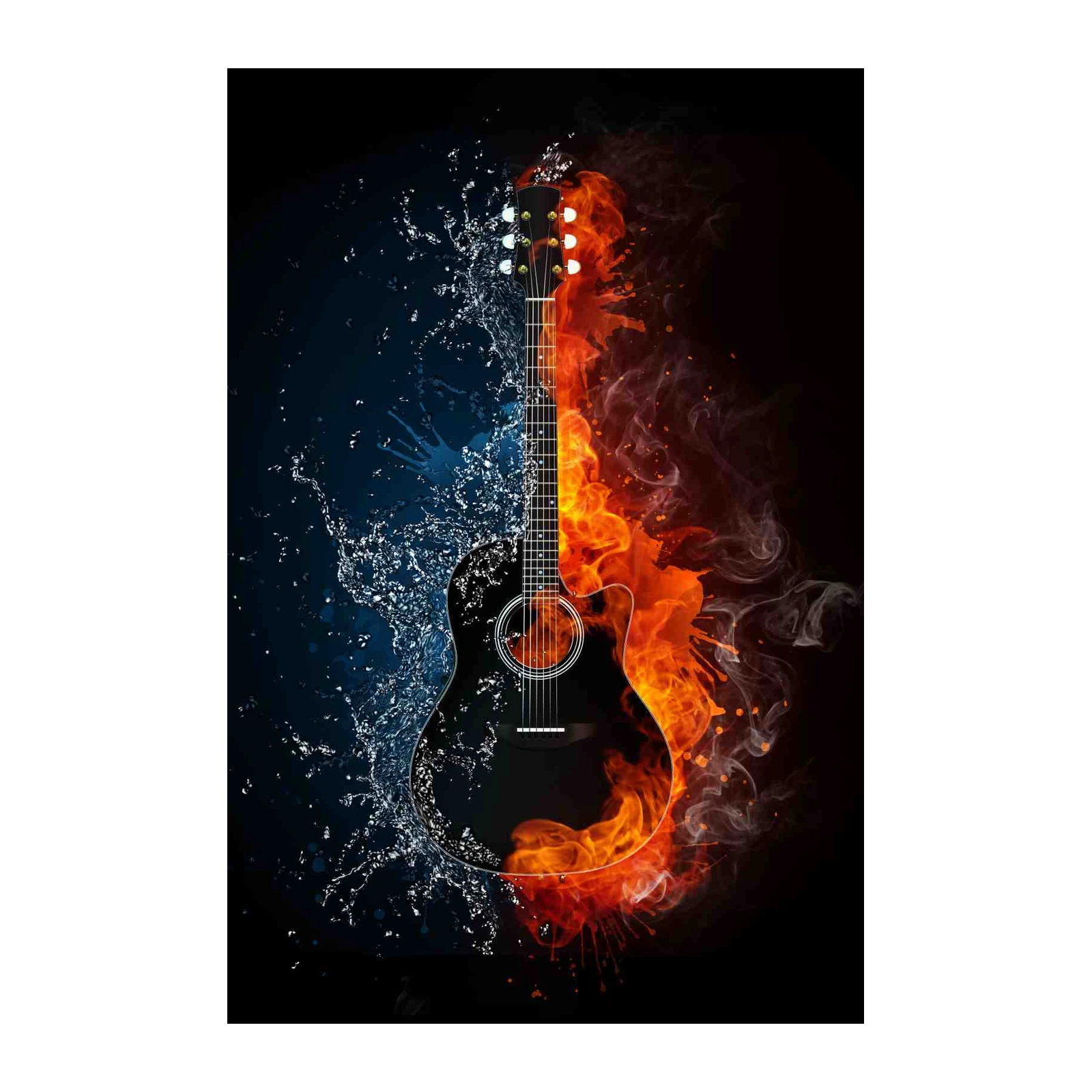 Fiery & Icy Guitar Art Wall Art