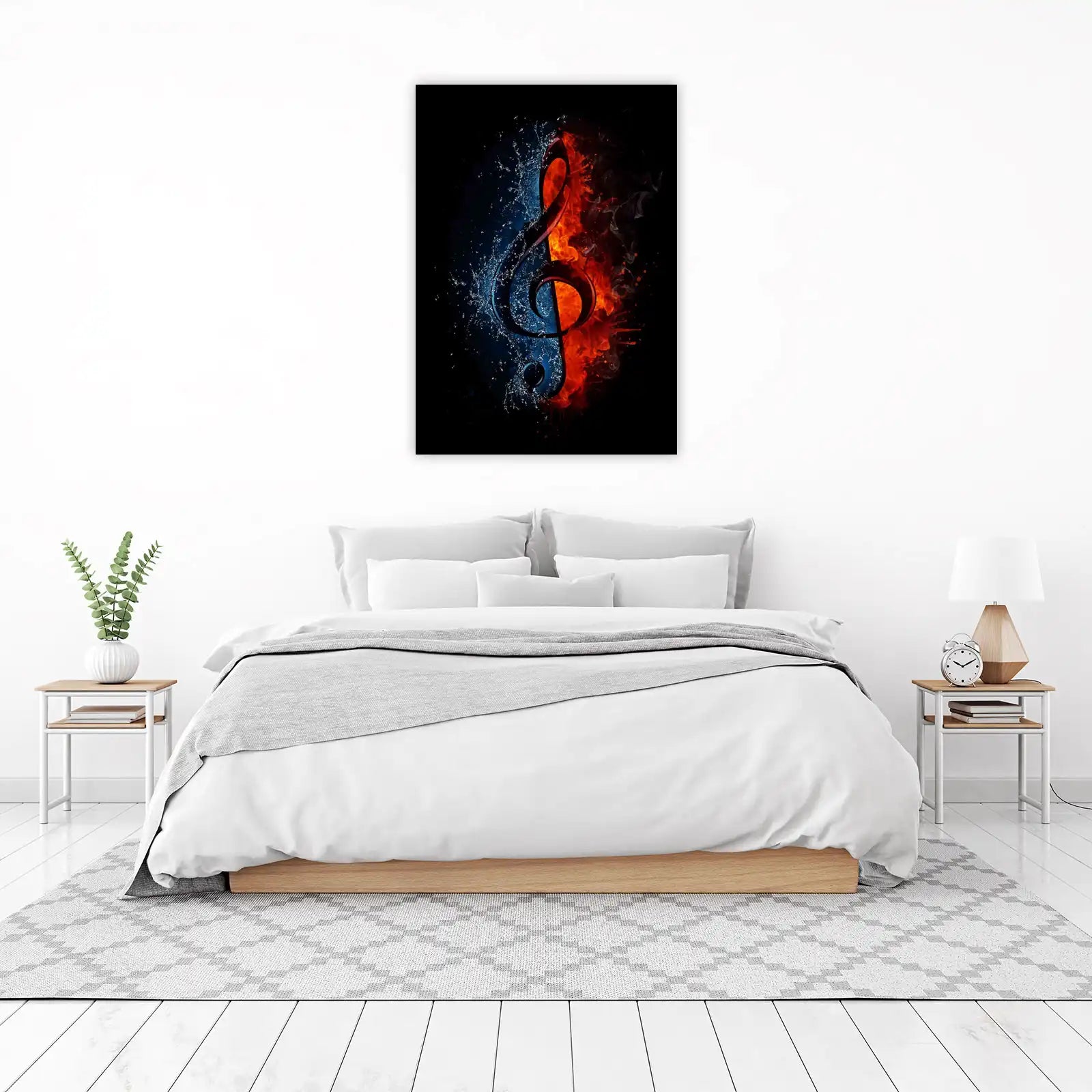 Fiery Water Treble Clef Wall Art - Music Art