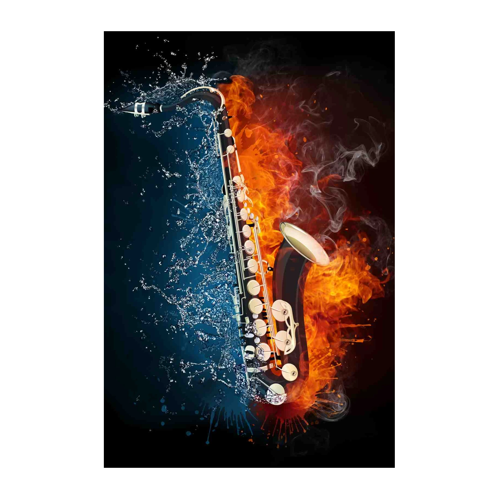 Fire and Water Saxophone Art Wall Art