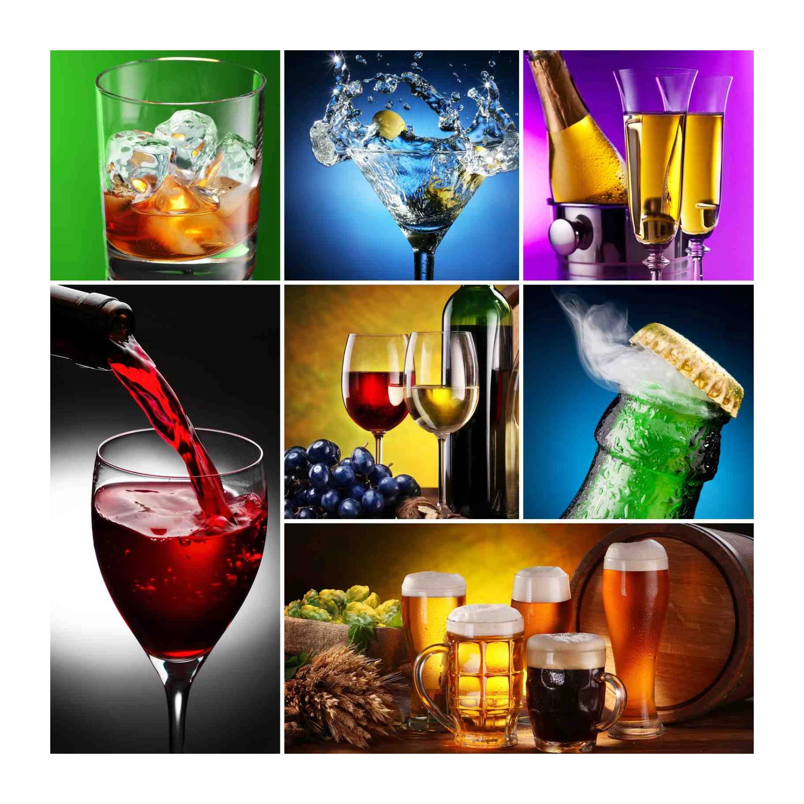 Cocktail & Beer Collage Wall Art