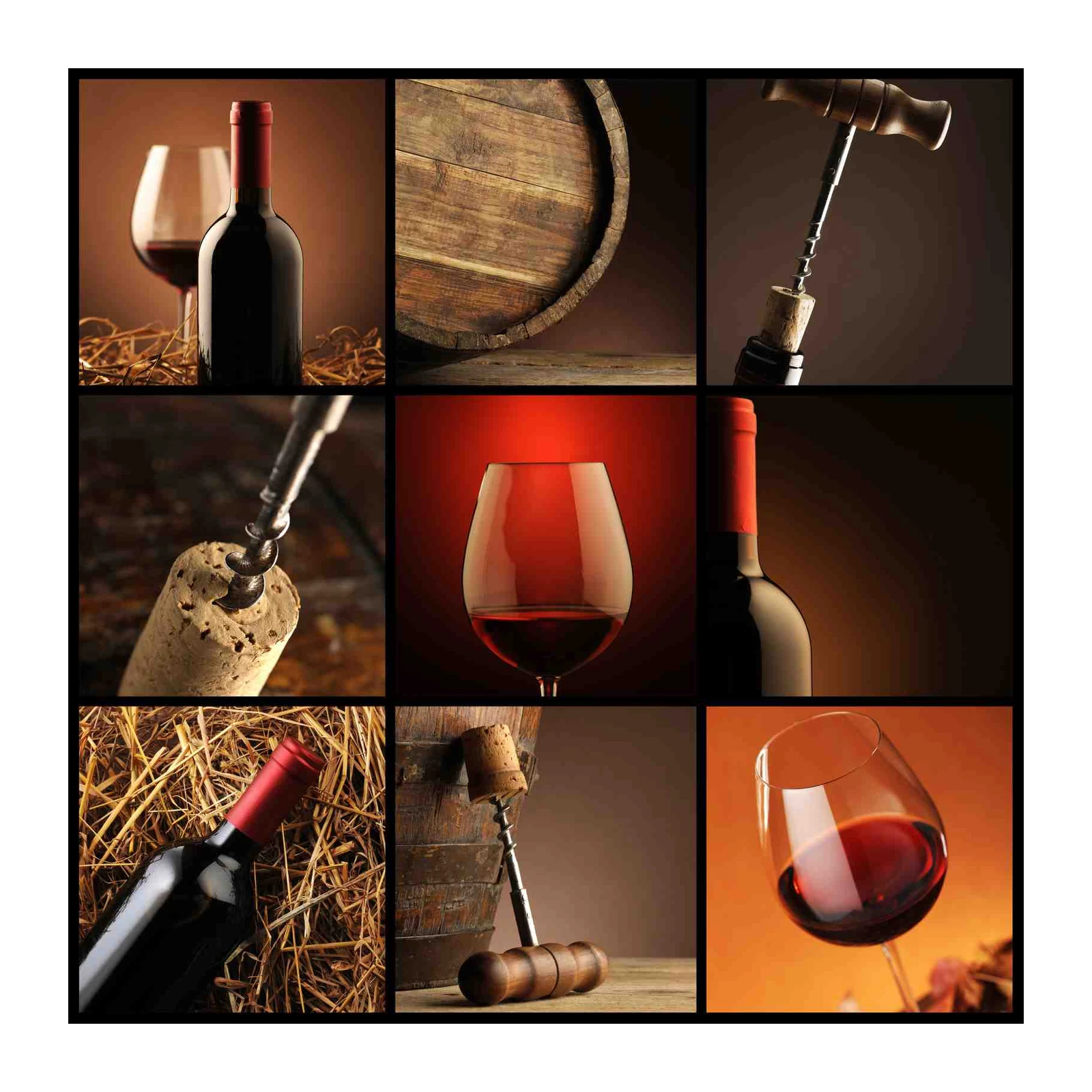 Elegant Red Wine & Barrel Collage Wall Art