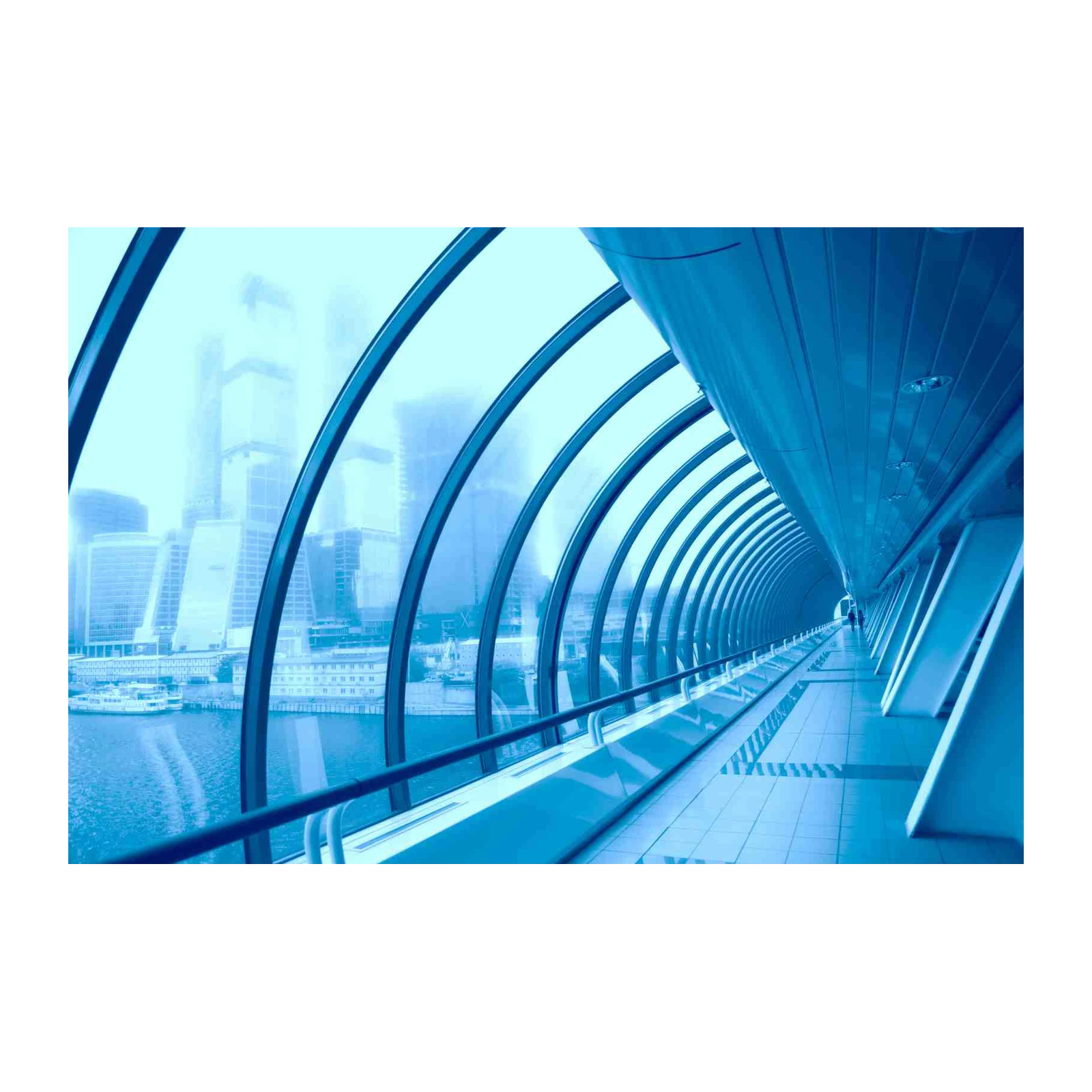 Futuristic Cityscape Tunnel Wall Art