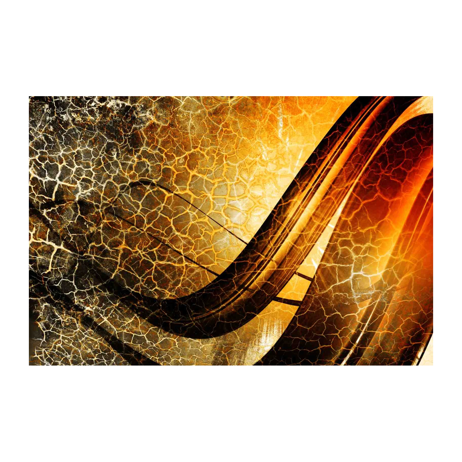 Cracked Earth & Fire Abstract Wall Art