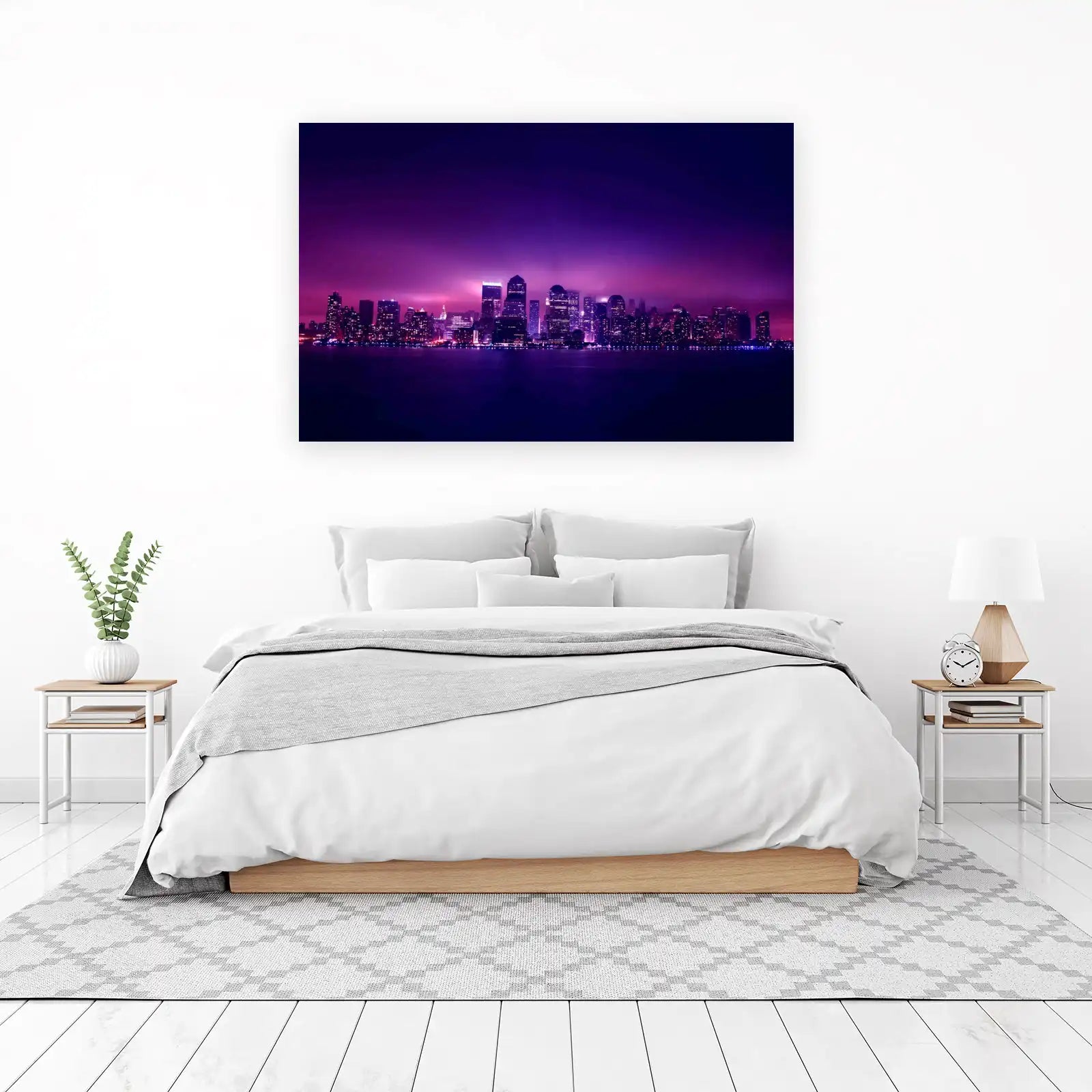 Purple Cityscape Skyline Wall Art
