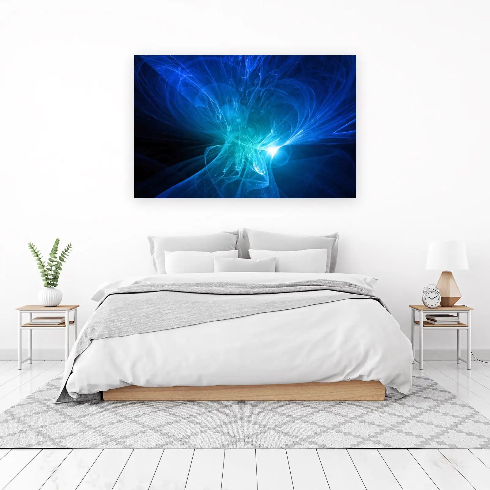 Abstract Blue Energy Swirl Wall Art