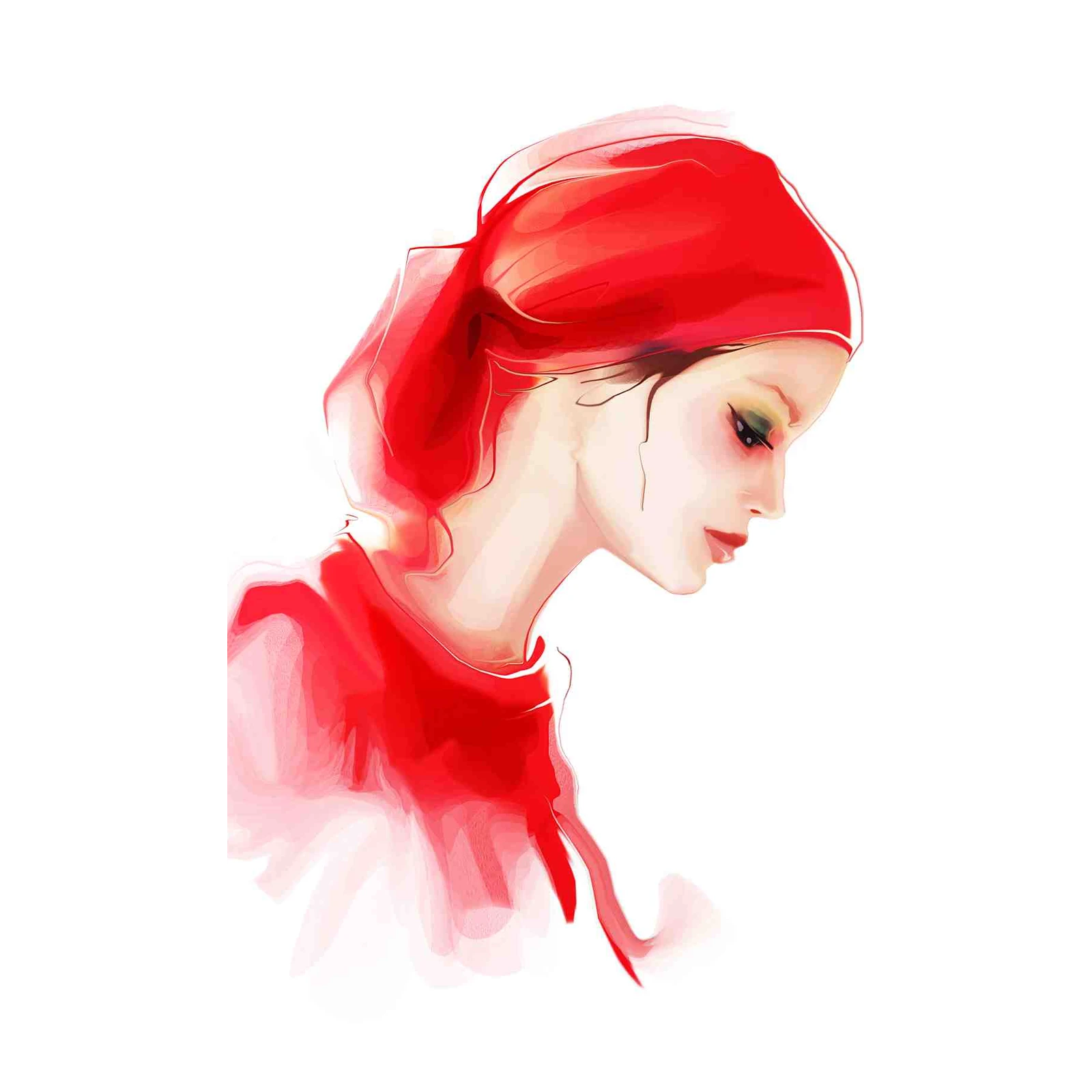 Elegant Red Woman Portrait Wall Art