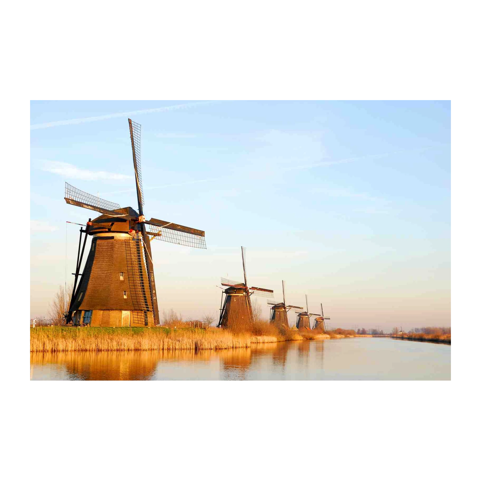 Dutch Windmills at Sunset Wall Art