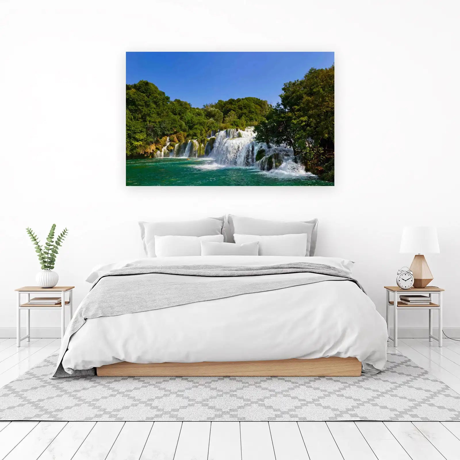 Serene Waterfall Emerald Waters Wall Art