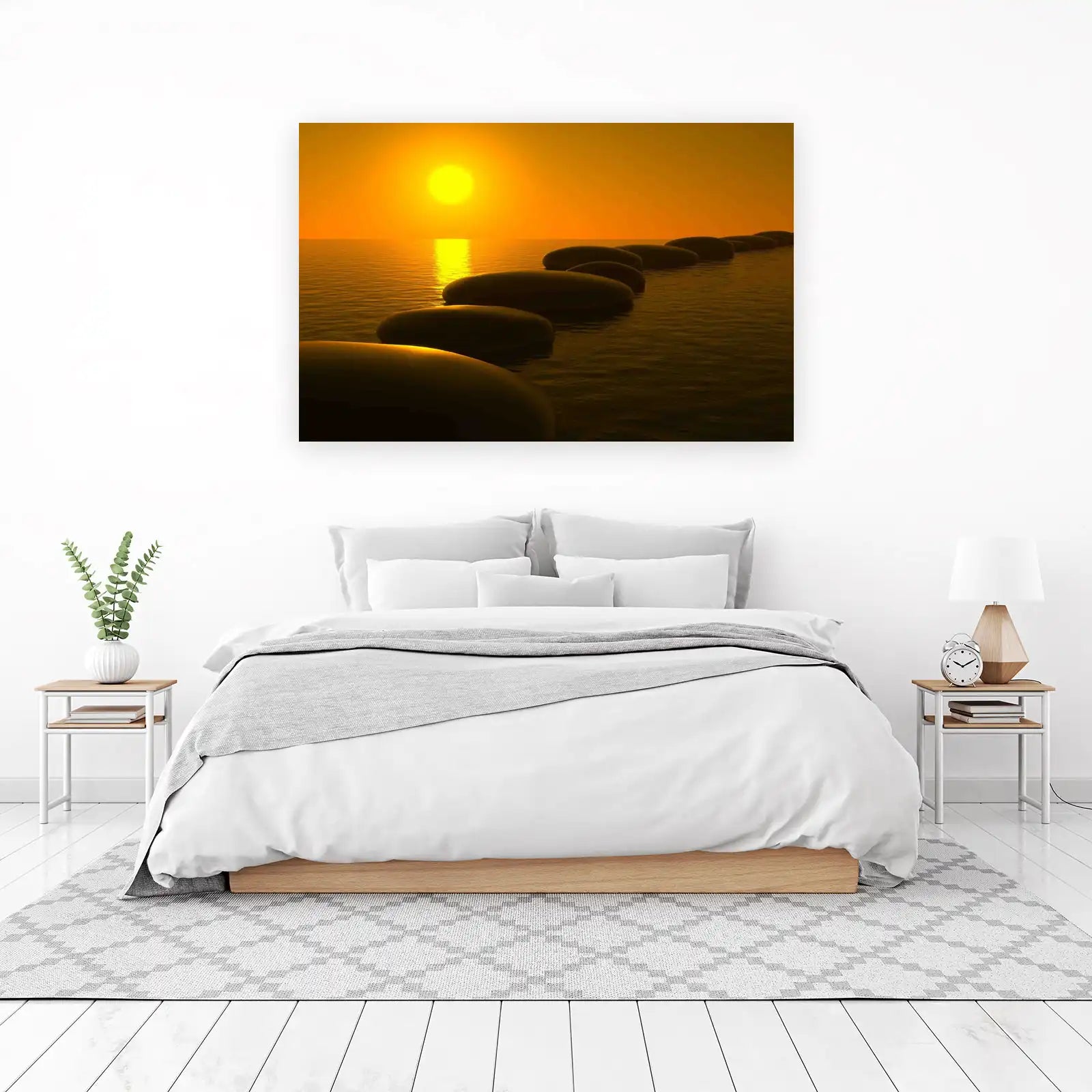 Serene Sunset Zen Stones Wall Art