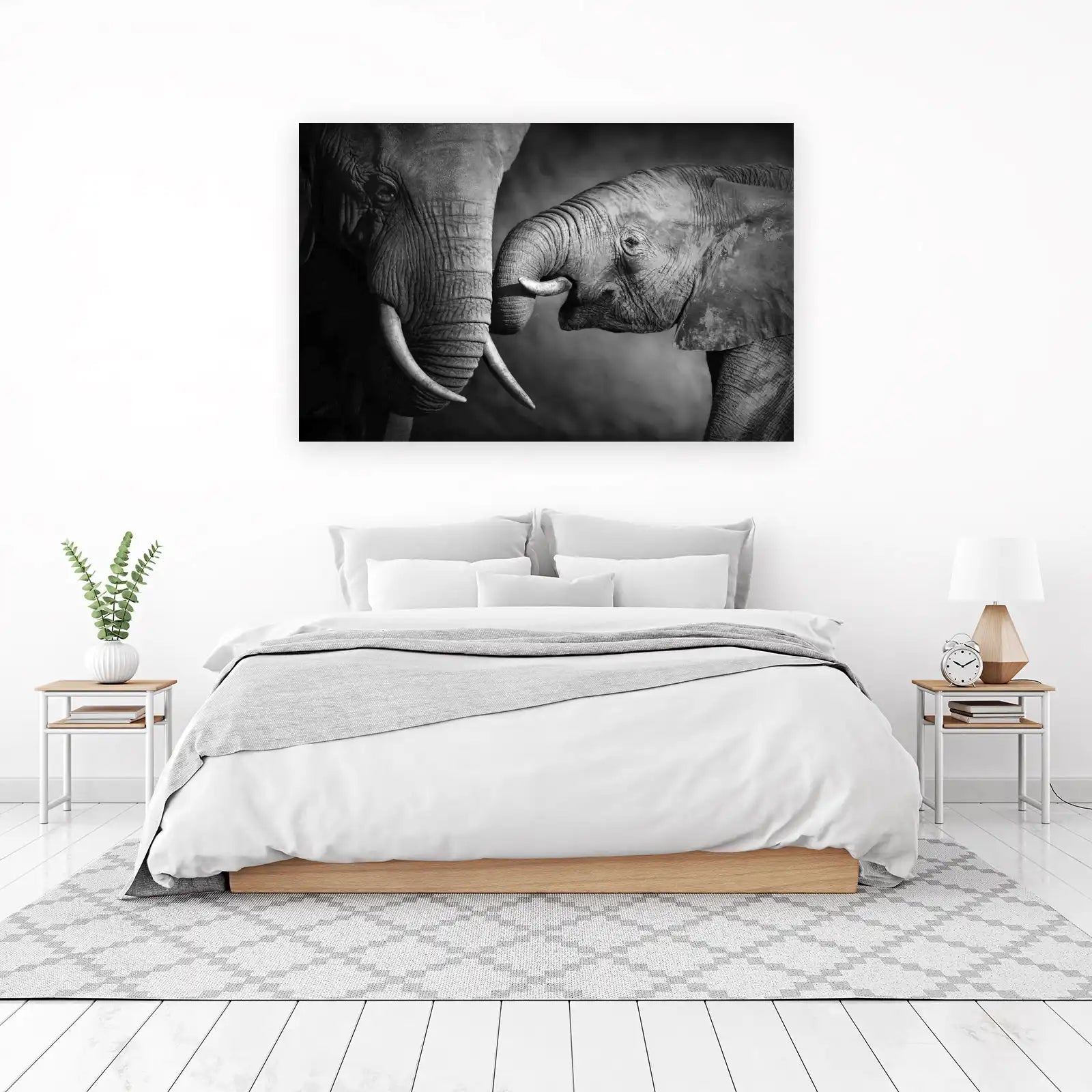 Majestic Elephants BW Close-up Wall Art