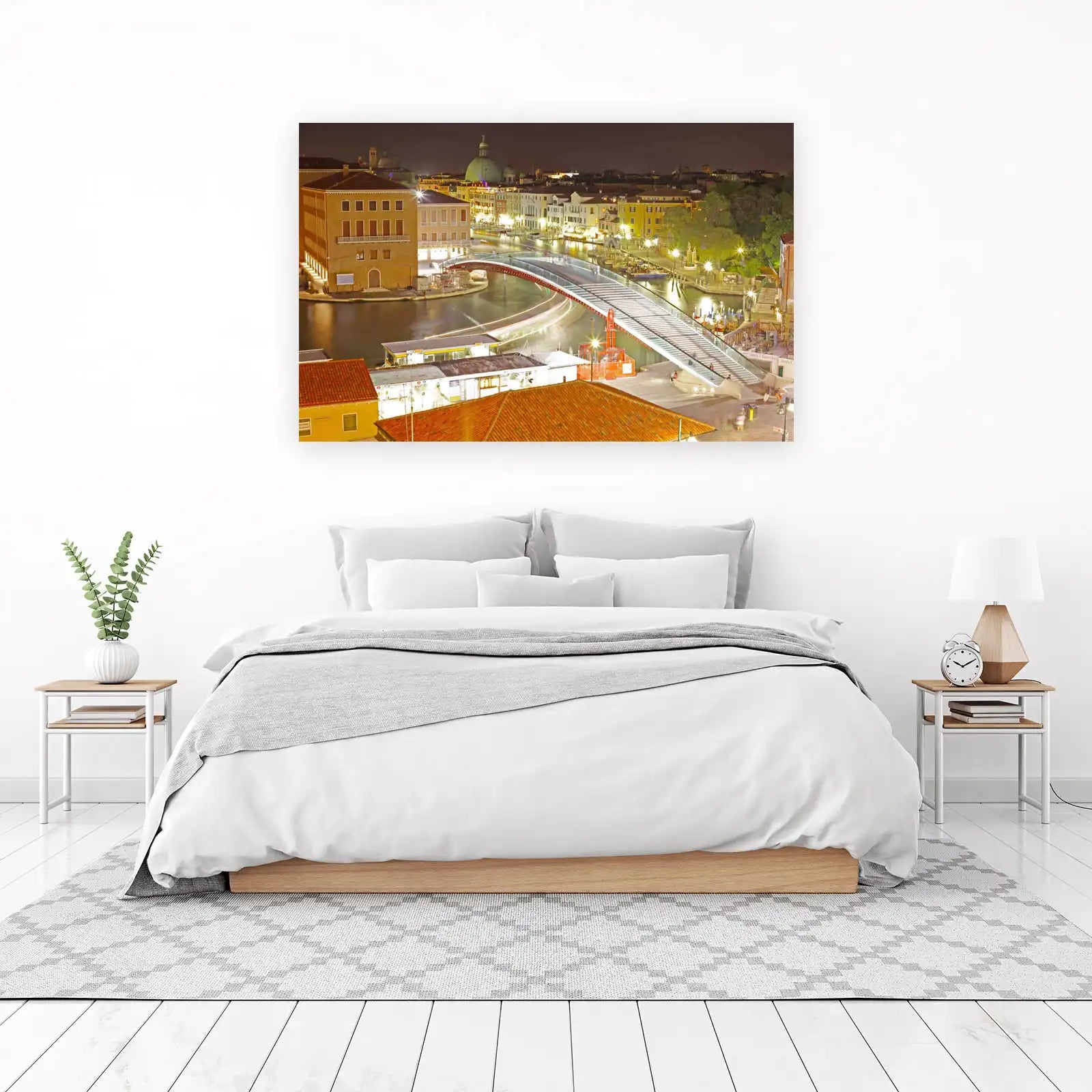 Venice Canal Bridge Night Lights Wall Art