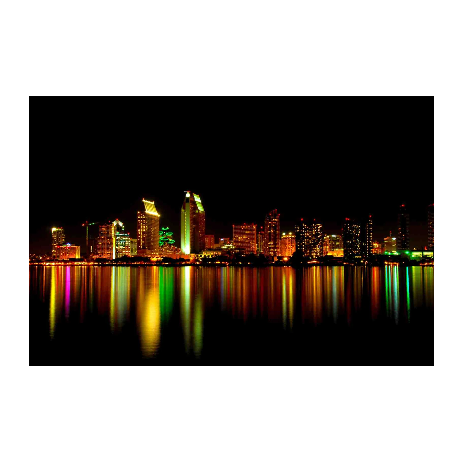 Vibrant Cityscape Reflections Wall Art