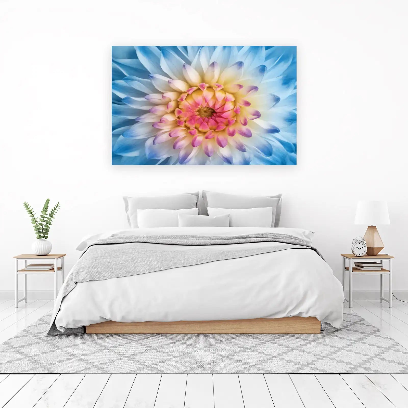Abstract Floral Dream Blue Pink Yellow Wall Art